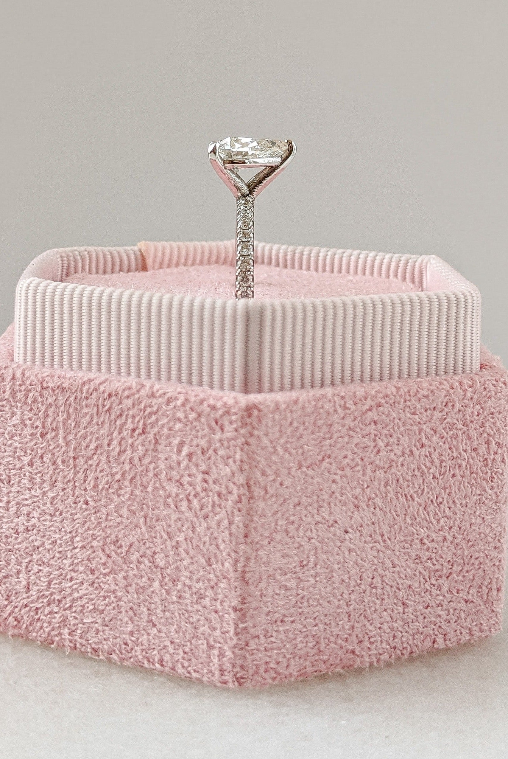 1.09CT Heart Pave Moissanite Diamond Three Prong Engagement Ring