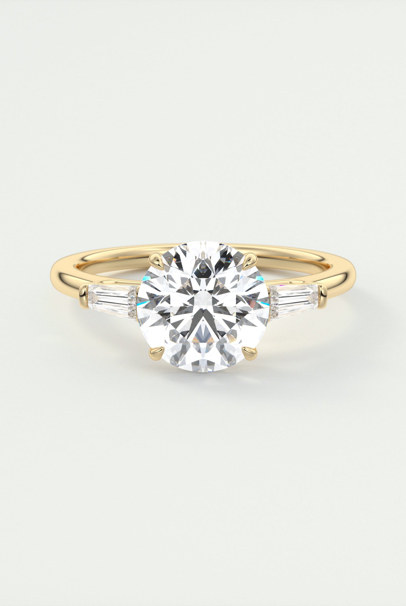 2CT Round Cathedral Set Moissanite Diamond Three Stone Engagement Ring For Women