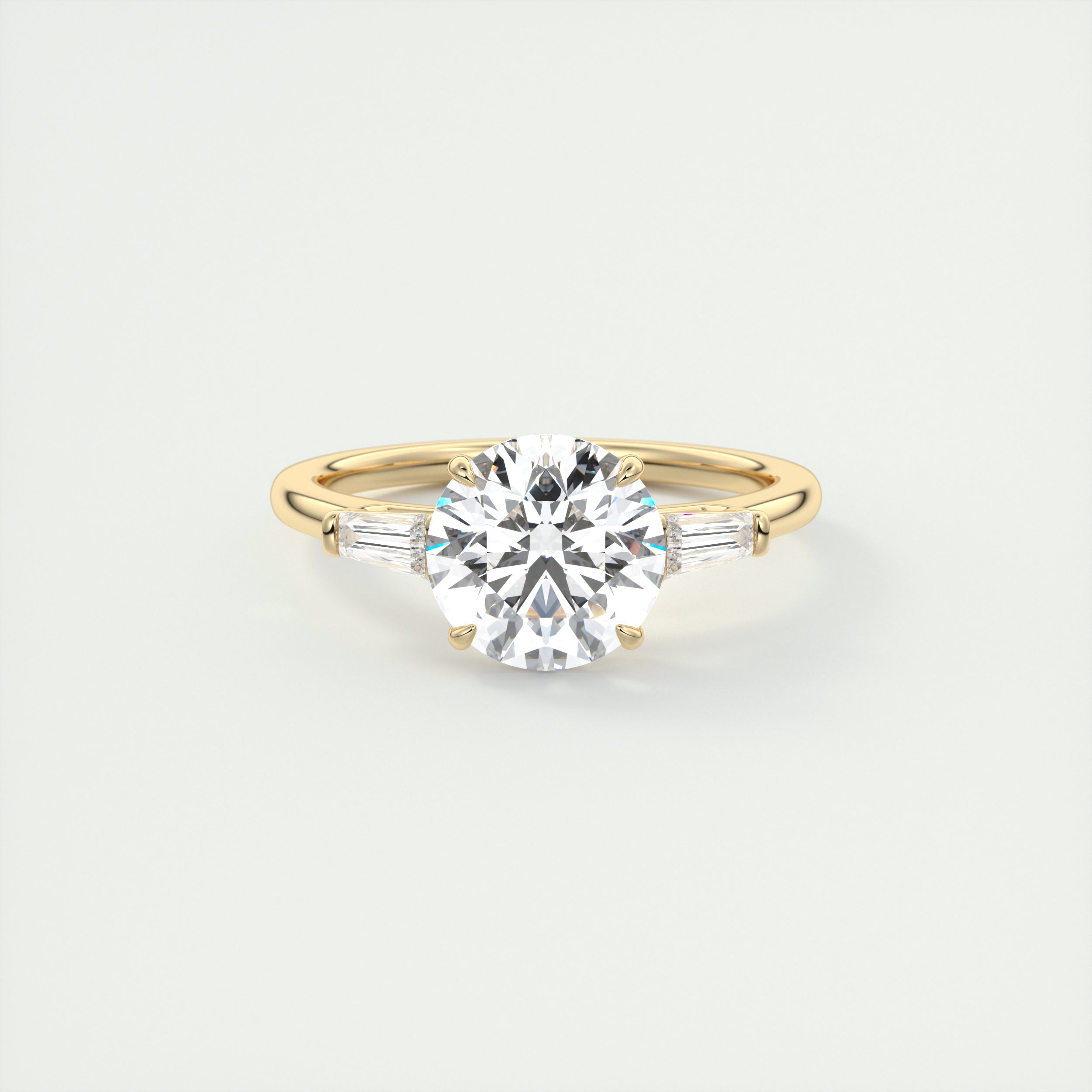 2CT Round Cathedral Set Moissanite Diamond Three Stone Engagement Ring For Women