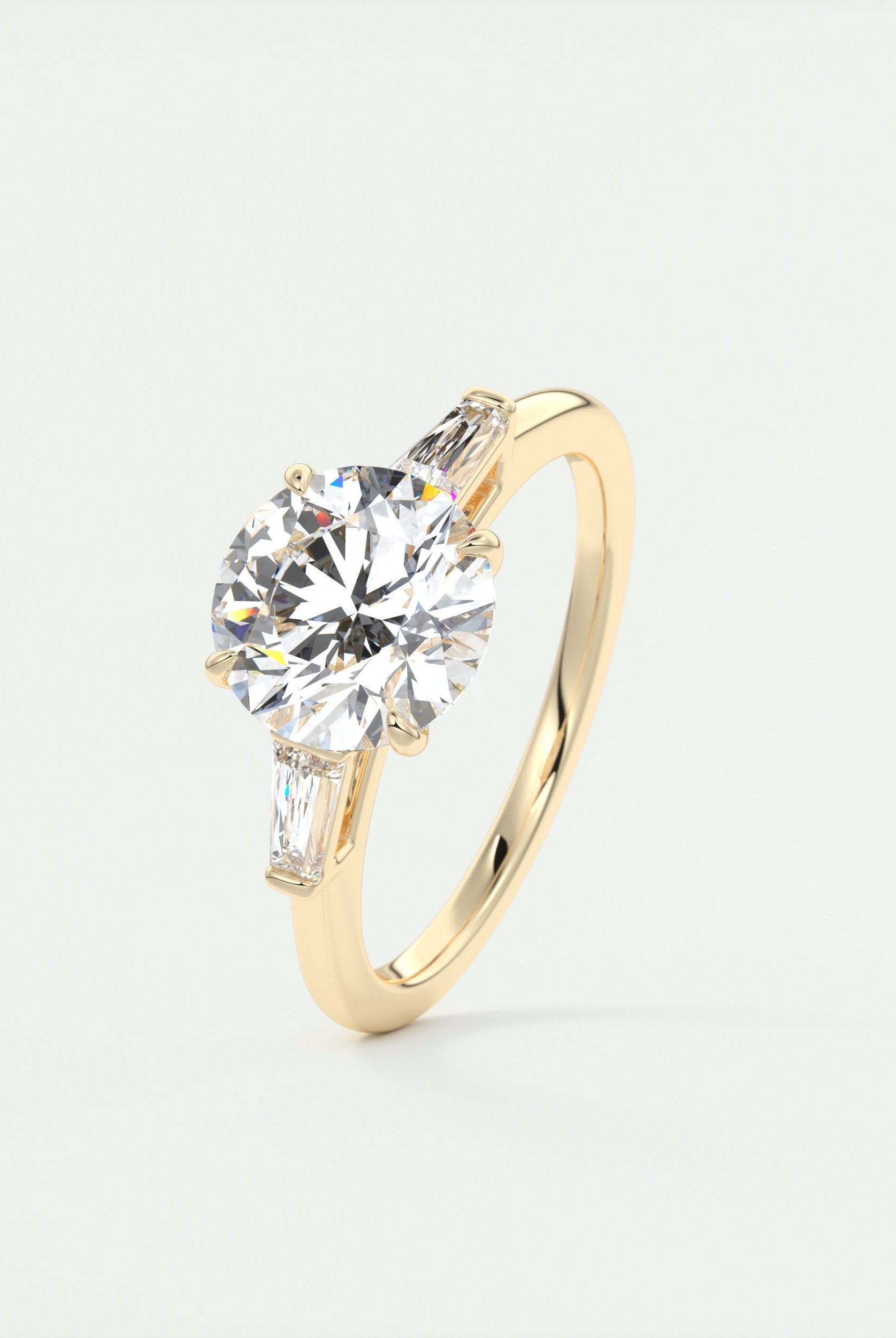 2CT Round Cathedral Set Moissanite Diamond Three Stone Engagement Ring For Women
