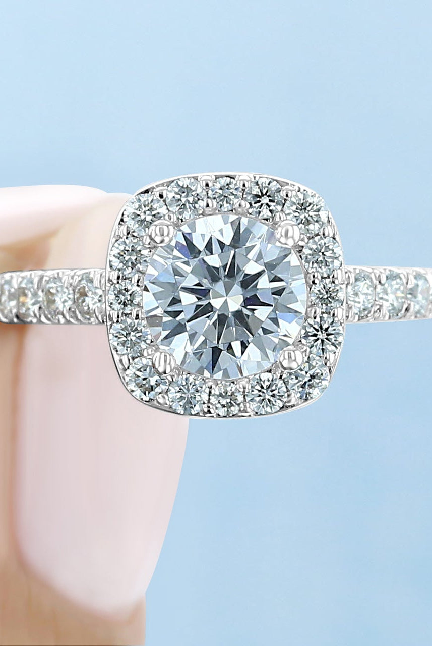 1.20CT Round Halo Moissanite Diamond Pave Engagement Ring For Her