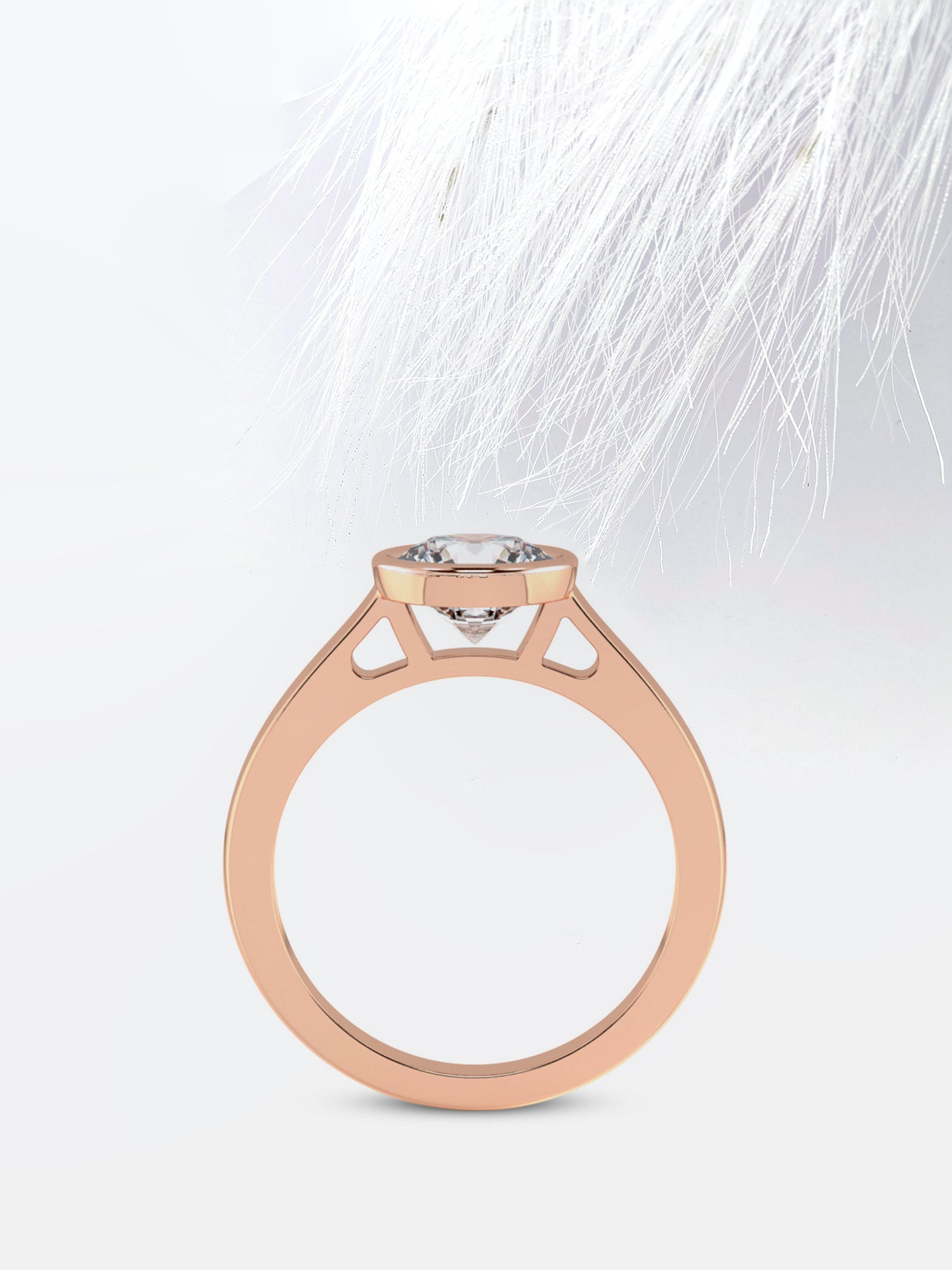 Bezel Set Round Cut Moissanite Diamond Engagement Ring For Her