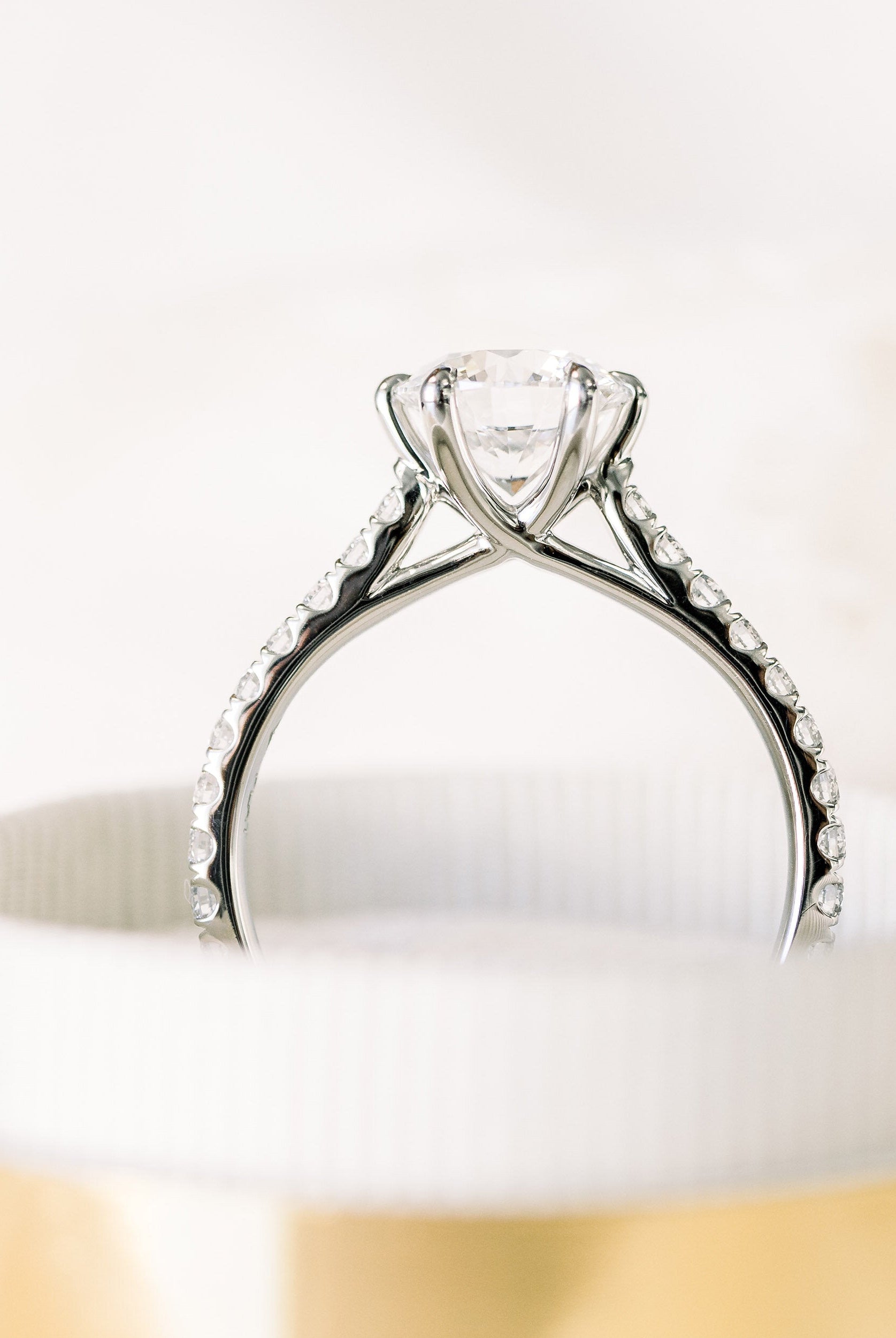 2.25CT Round Six Prong Moissanite Diamond Pave Engagement Ring For Women