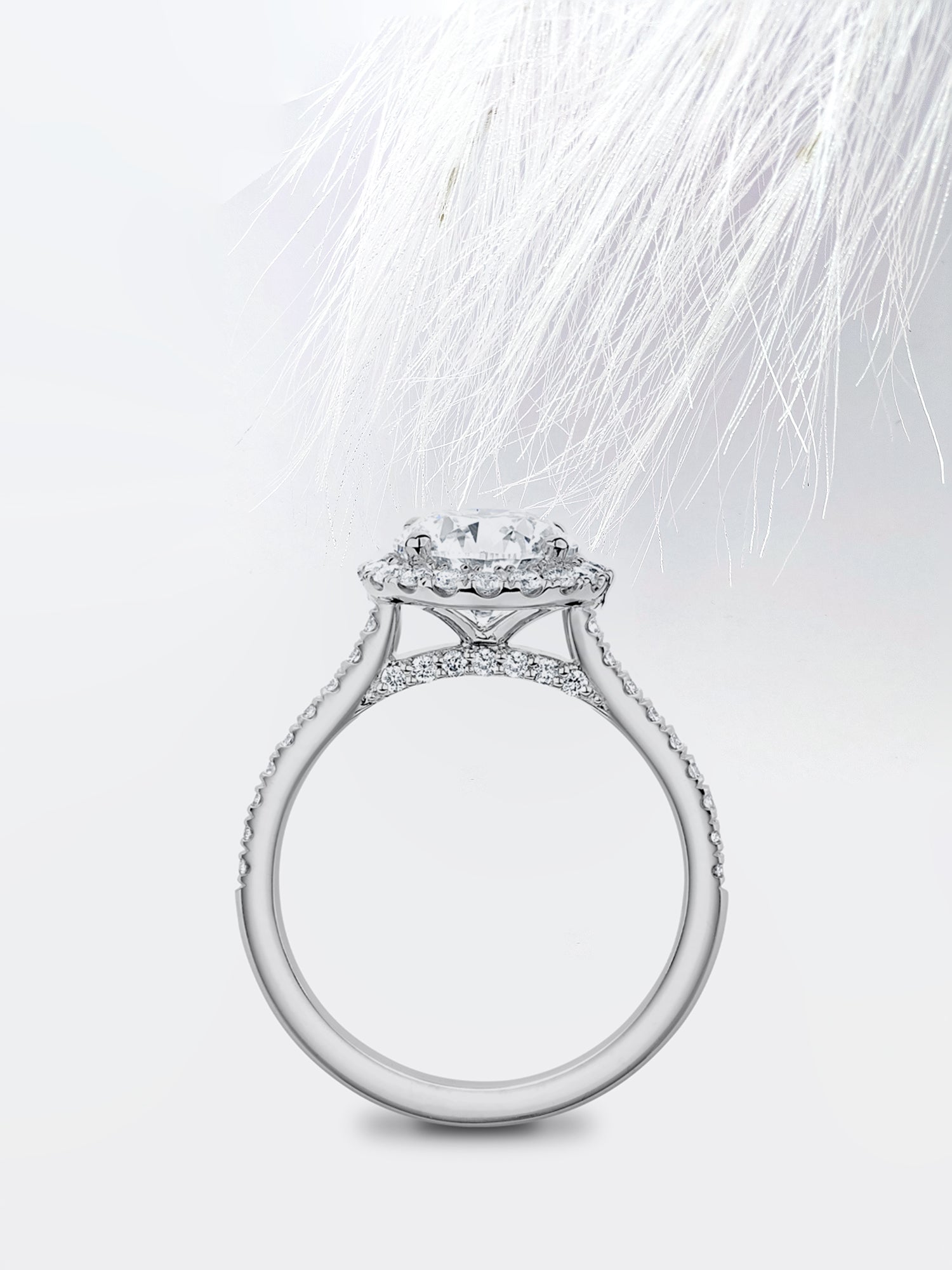 Round Cut Halo Diamond Moissanite Engagement Ring For Her