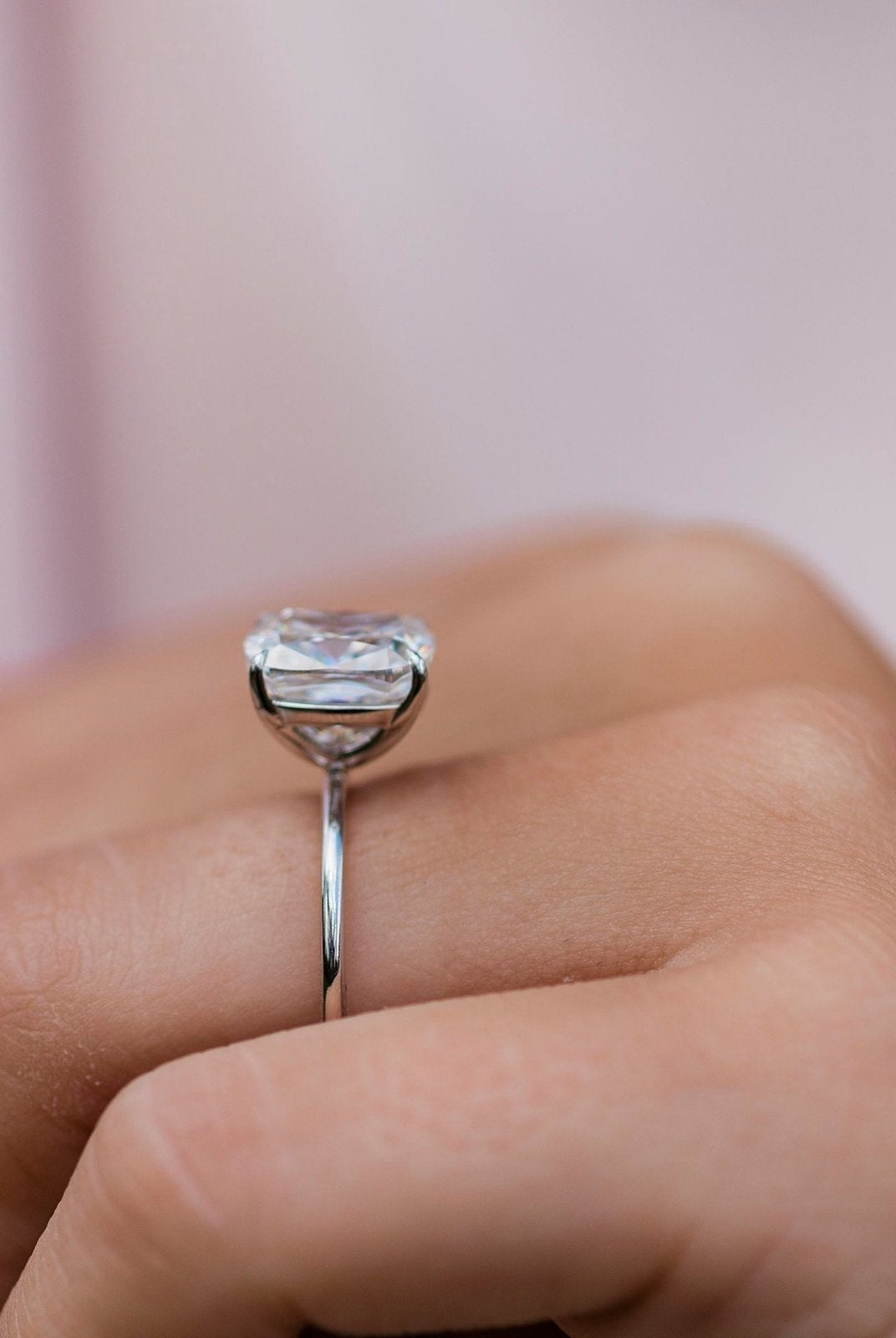 3.62CT Cushion Cut Moissanite Solitaire Engagement Ring