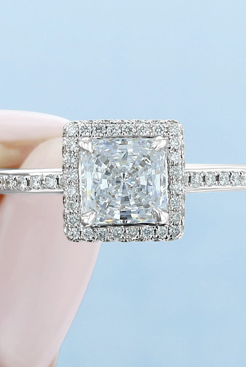 Halo moissanite engagement rings USA