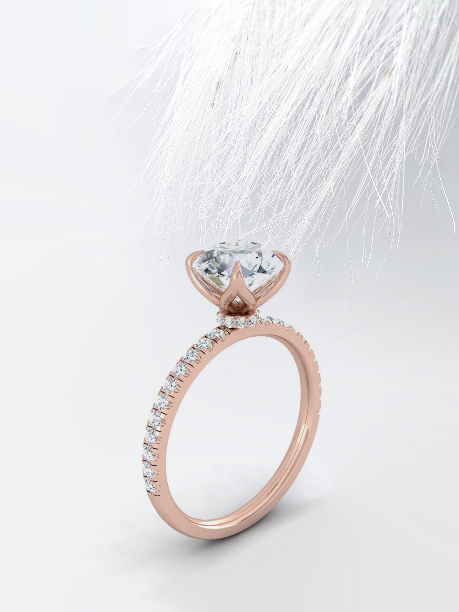 Round Cut Moissanite Pave Diamond Engagement Ring For Women