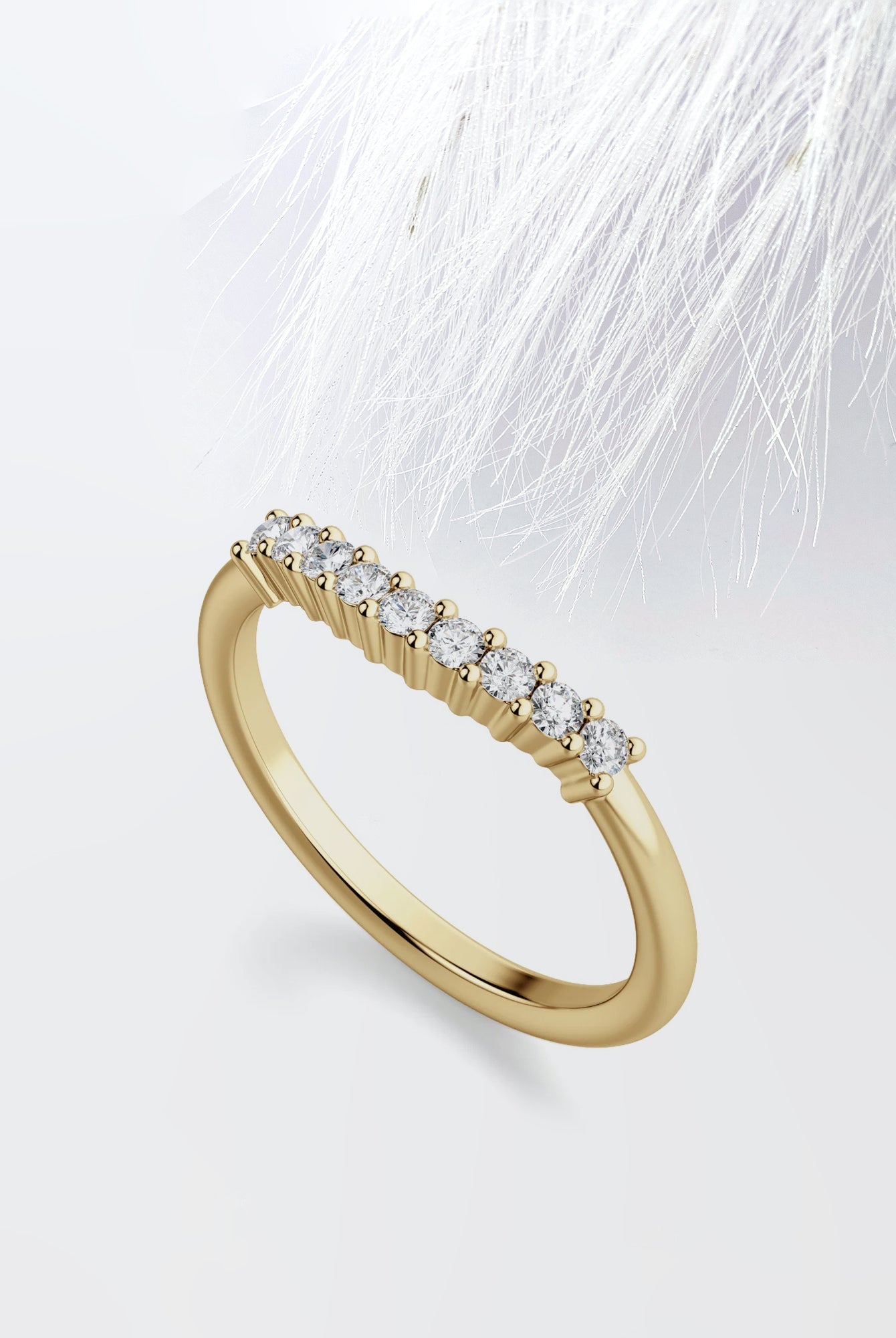 Round Cut Moissanite Diamond Wedding Band in White Gold
