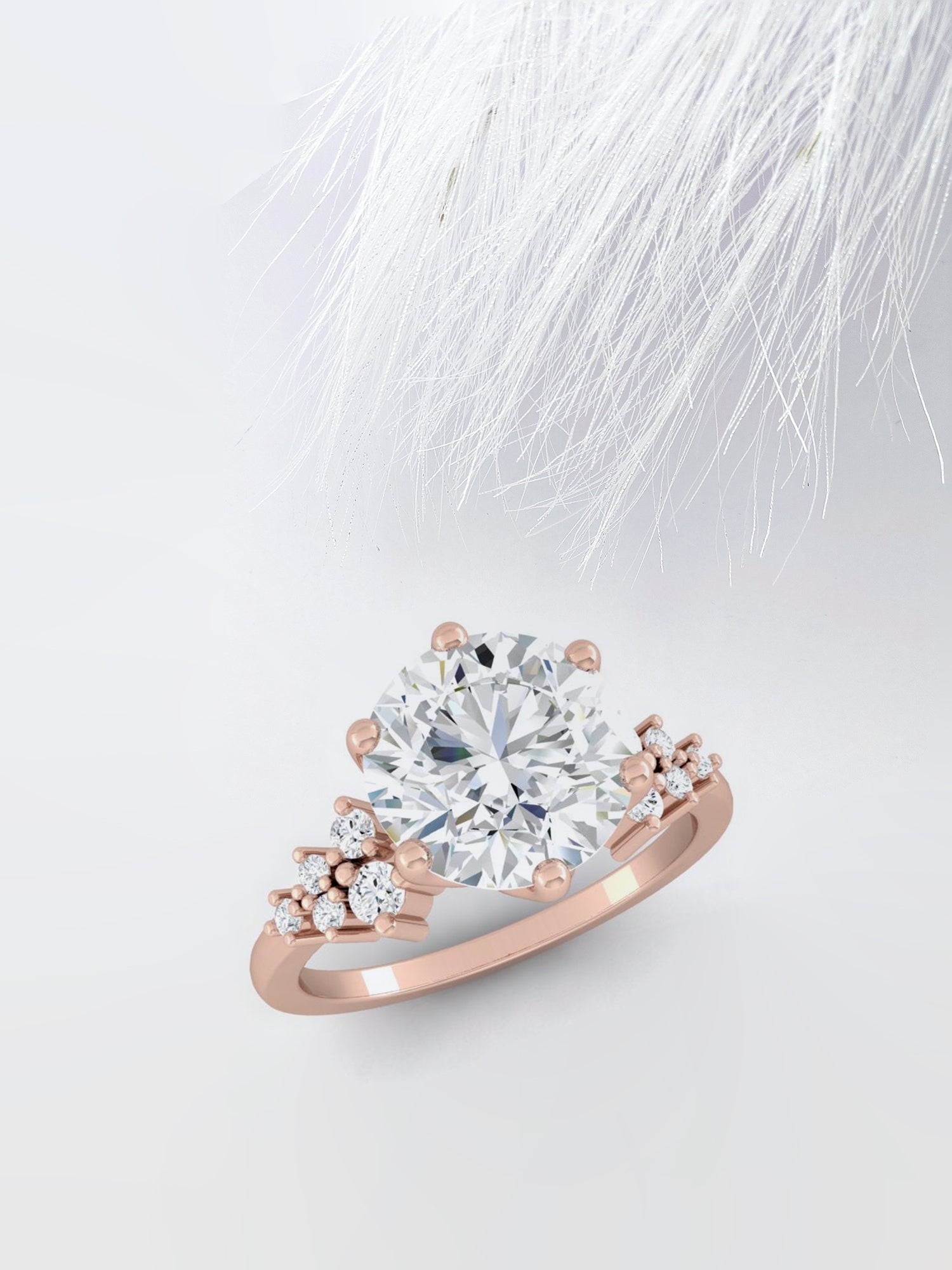 Round Cut Diamond Cluster Moissanite Engagement Ring For Her