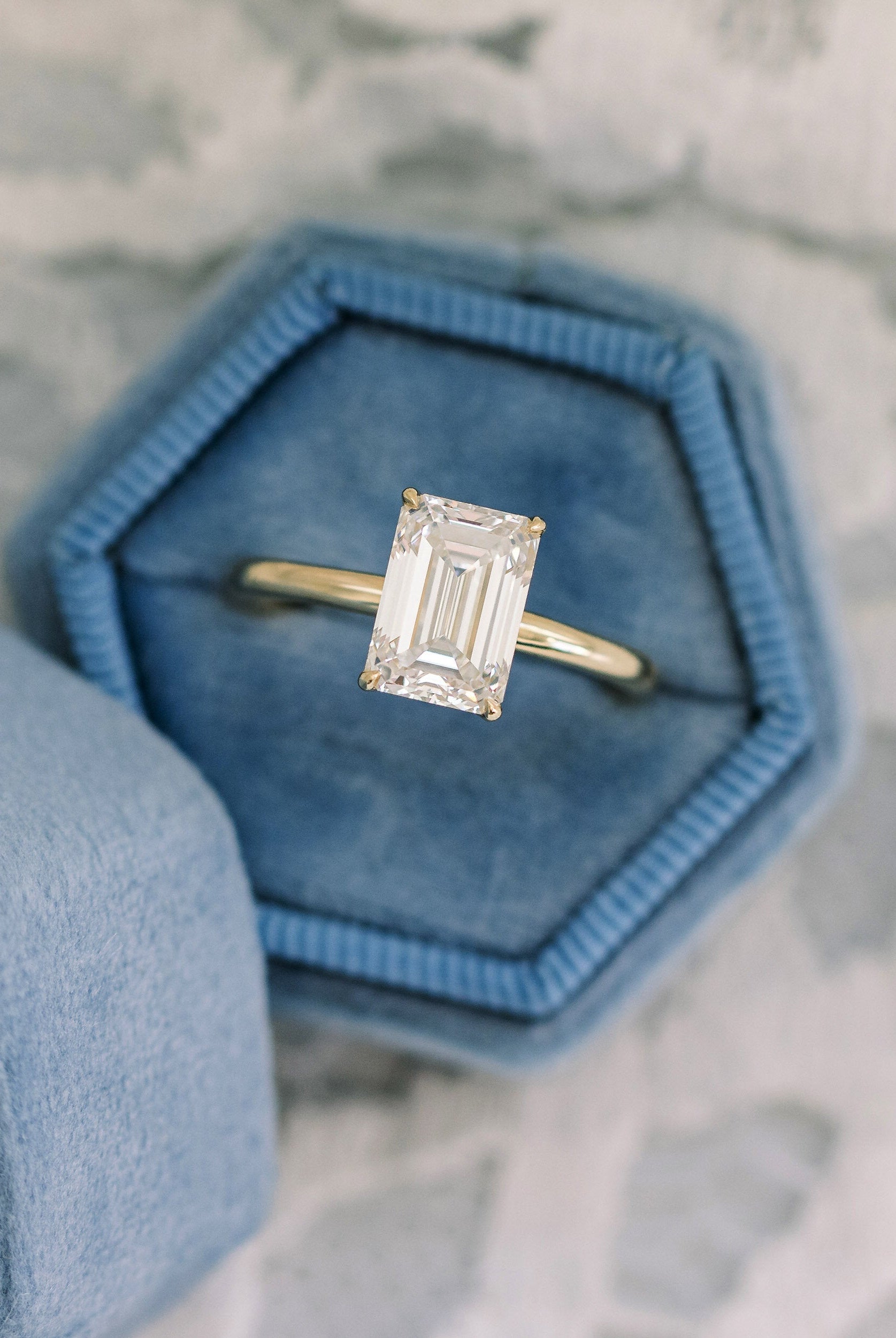 2.75ct Emerald Cut Moissanite Diamond Engagement Ring For Women With Solitaire Setting
