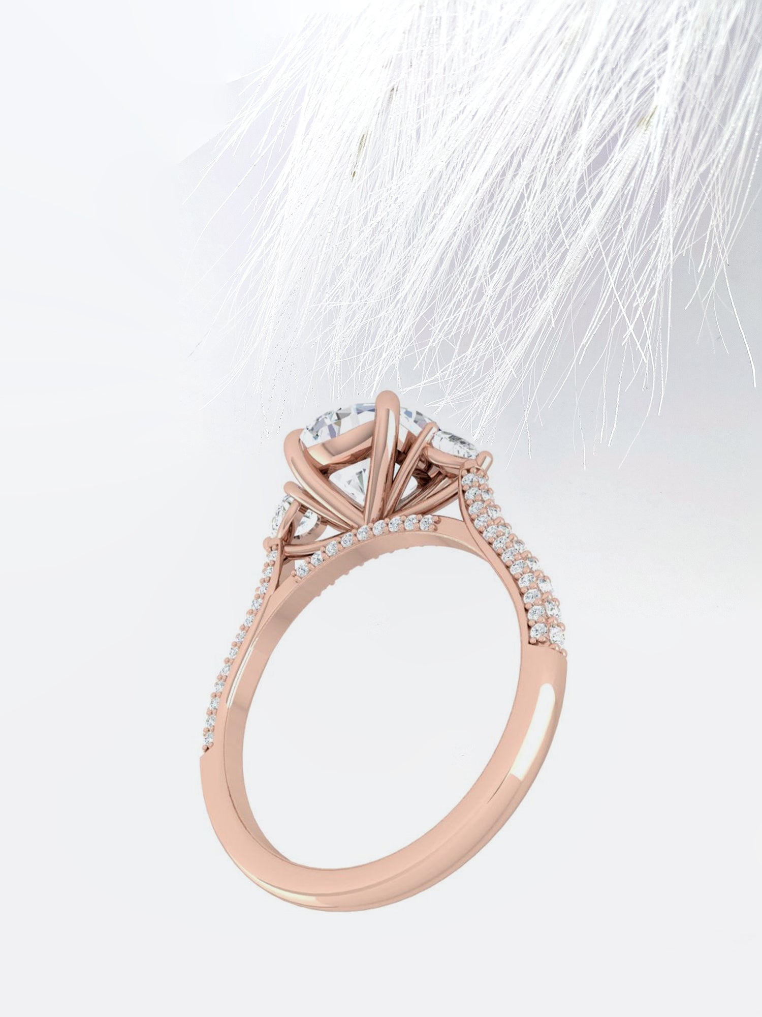 Round Cut Diamond Pave Moissanite Engagement Ring For Women