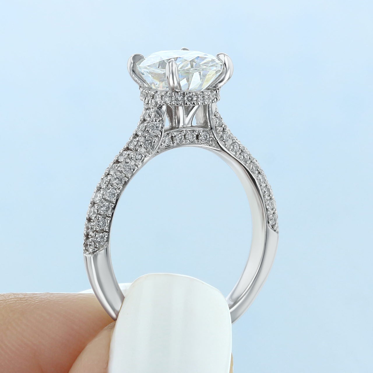 Moissanite wedding set with package promotion