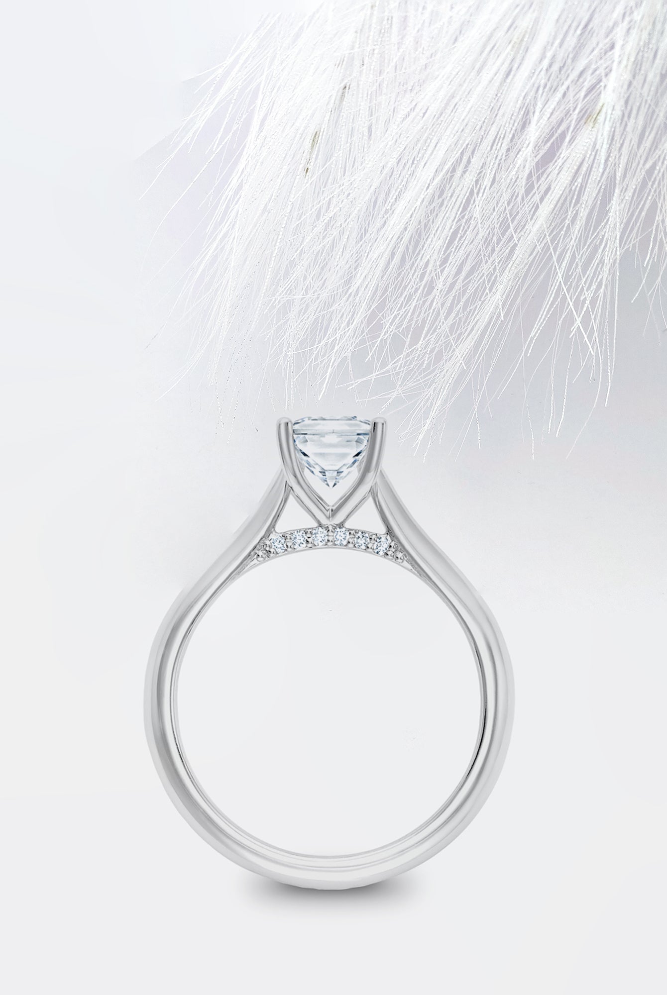 Round Cut Hidden Halo Diamond Moissanite Engagement Ring For Women