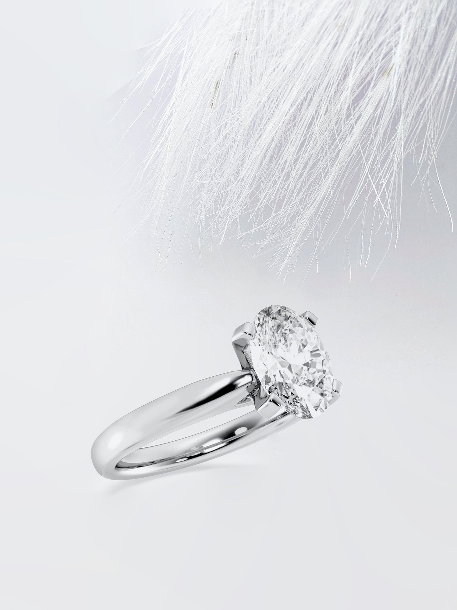 Oval Cut Cathedral Diamond Moissanite Engagement Ring For Women