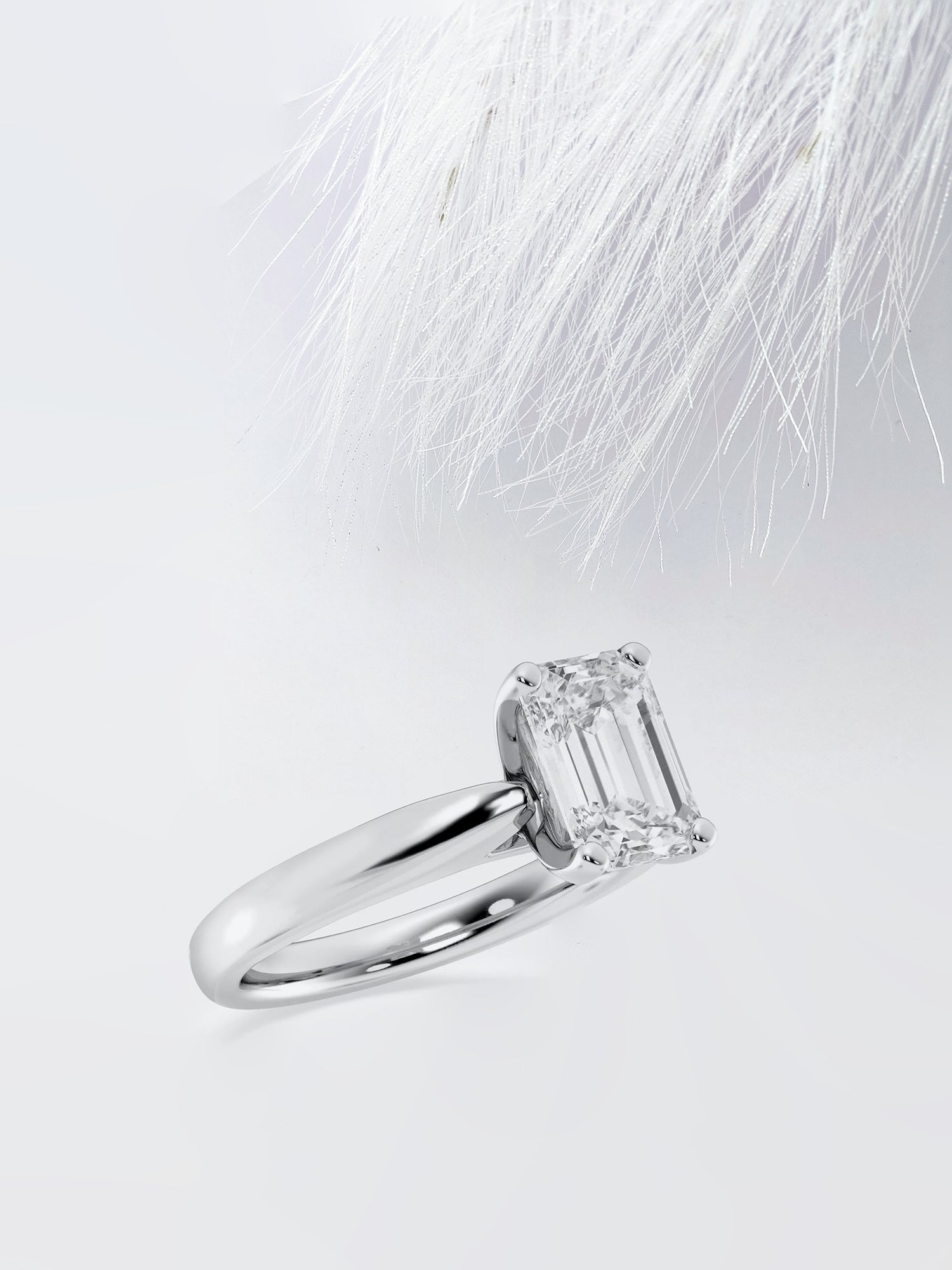 Emerald Cut Diamond Cathedral Moissanite Engagement Ring For Her