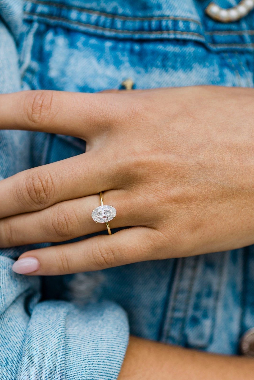 2.70CT Oval Hidden Halo Moissanite Diamond Solitaire Engagement Ring For Women