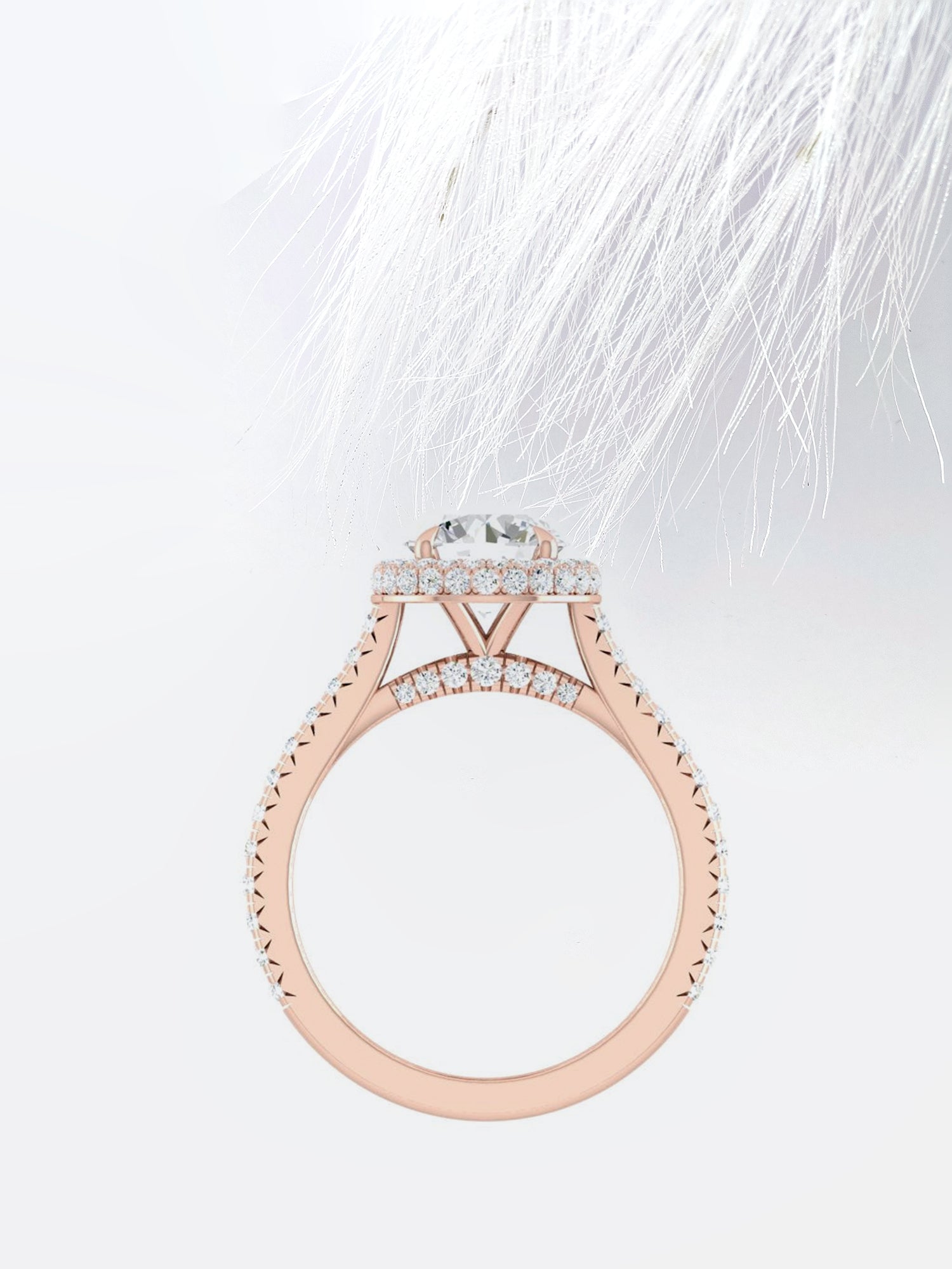 Round Cut Diamond Halo Moissanite Engagement Ring For Women