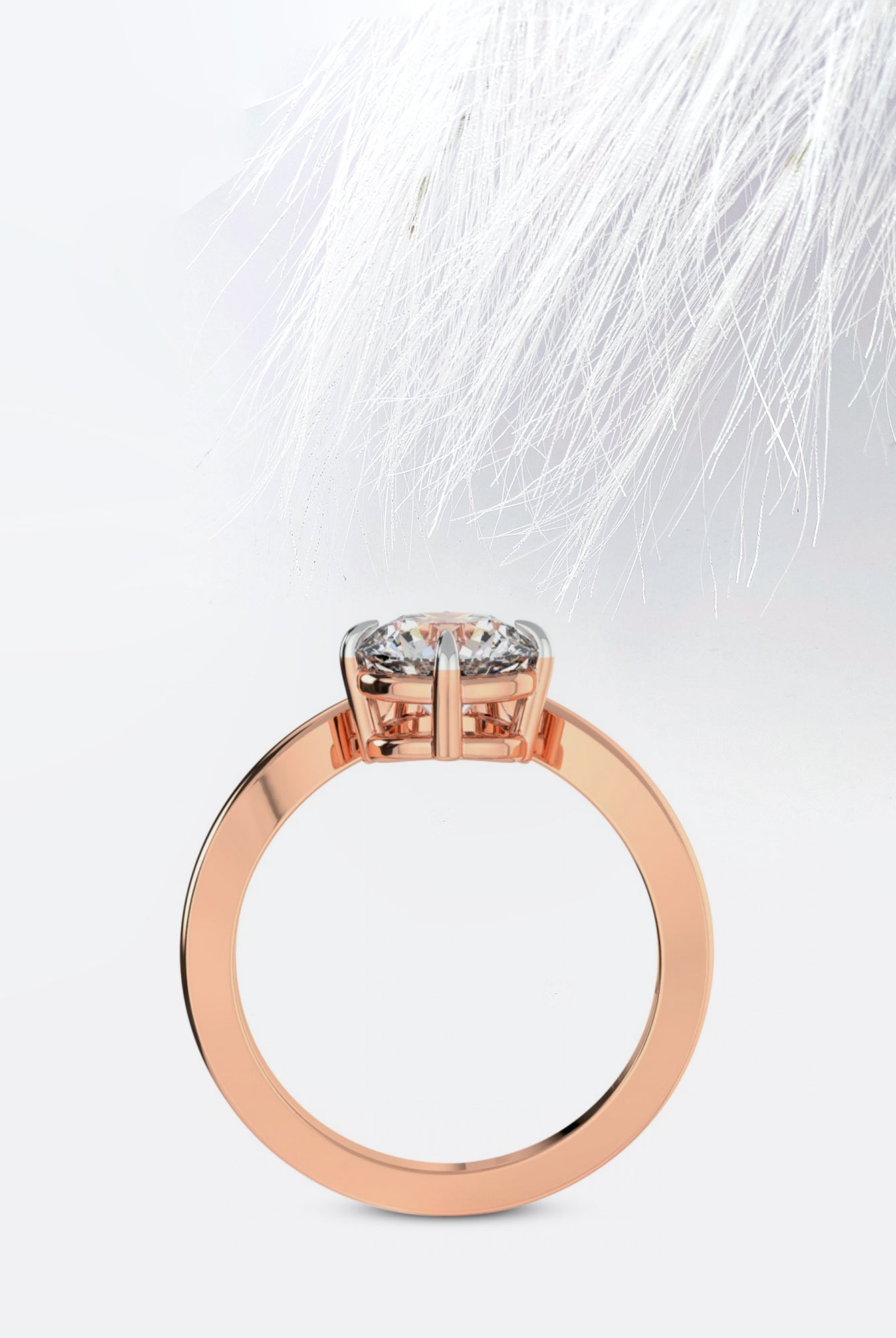 Round Cut Moissanite Chevron Diamond Engagement Ring For Women
