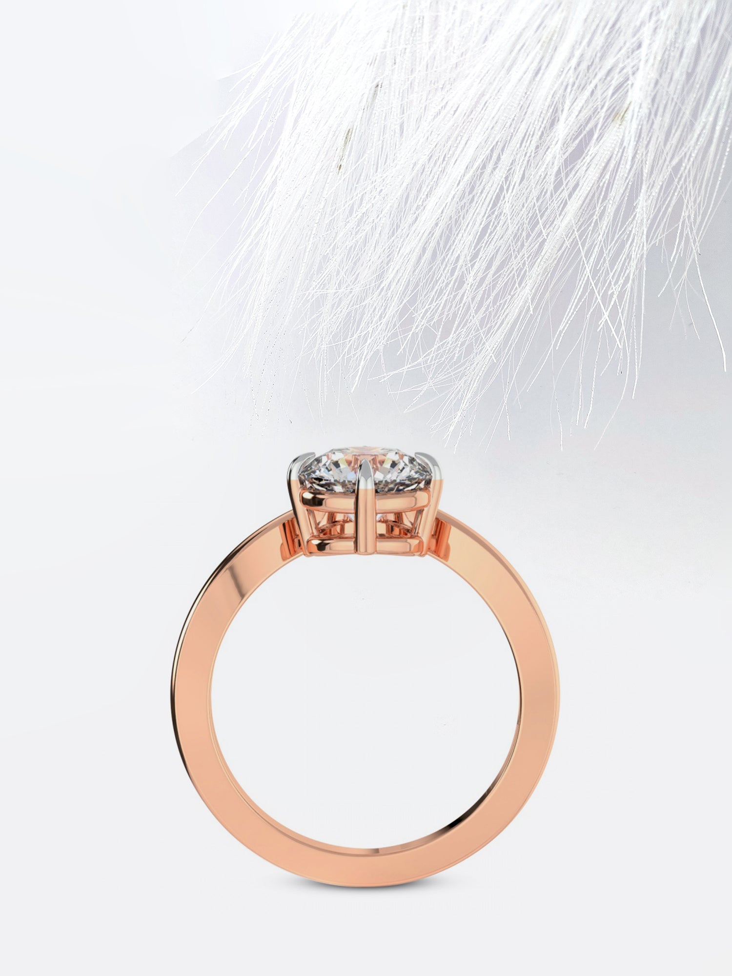 Round Cut Moissanite Chevron Diamond Engagement Ring For Women