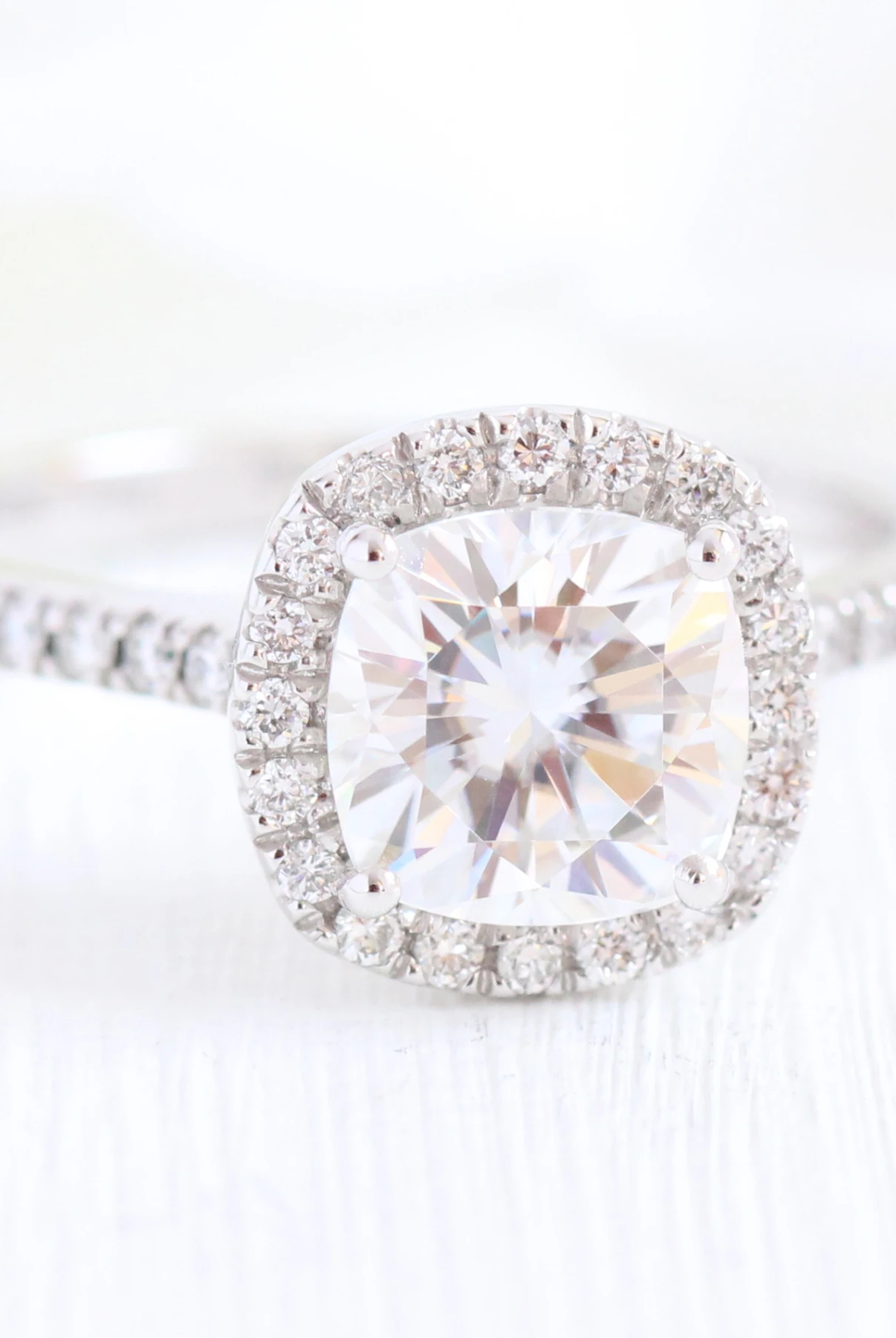 Moissanite wedding jewelry for rustic chic wedding