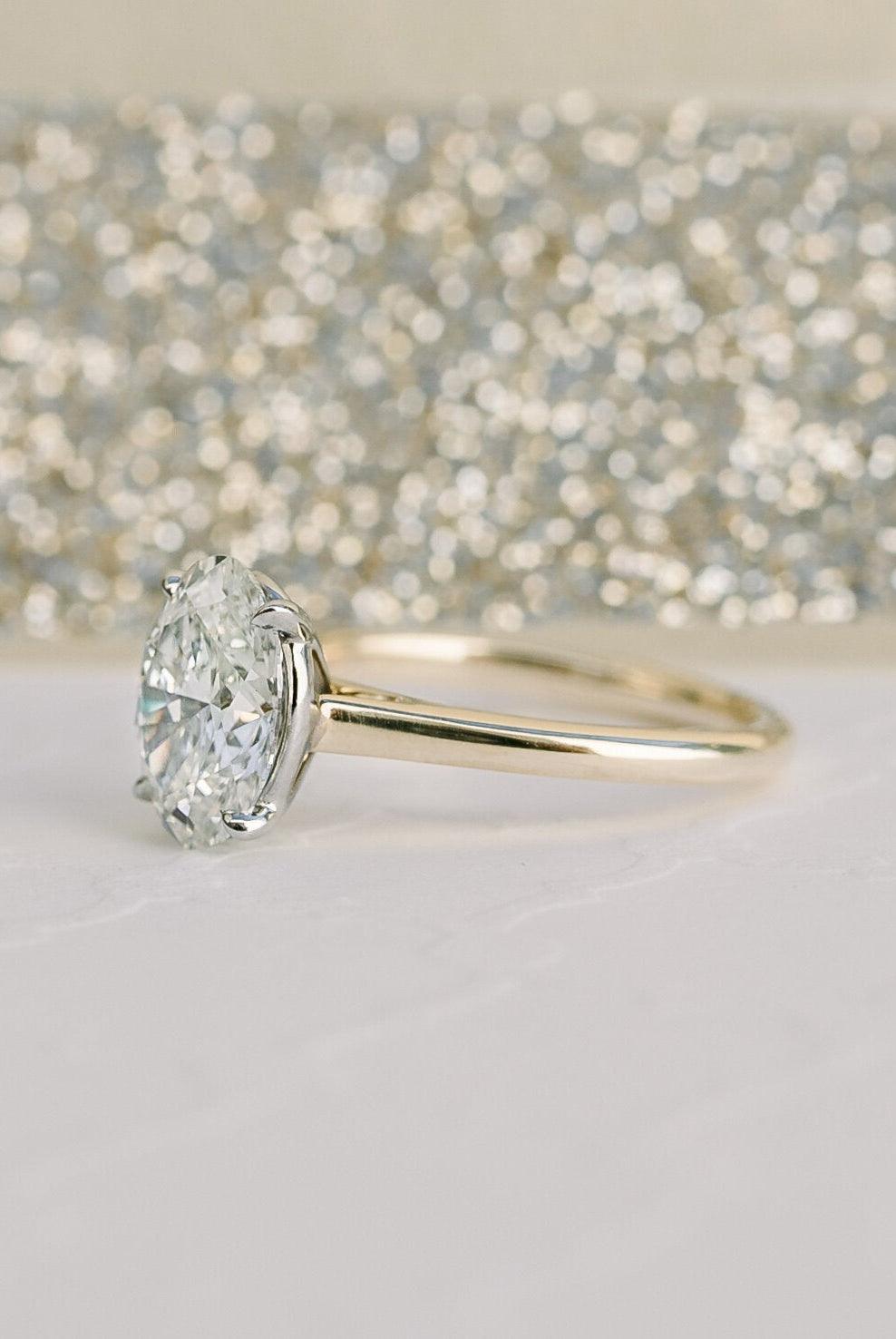 1.75ct Oval Cathedral Set Moissanite Diamond Solitaire Engagement Ring
