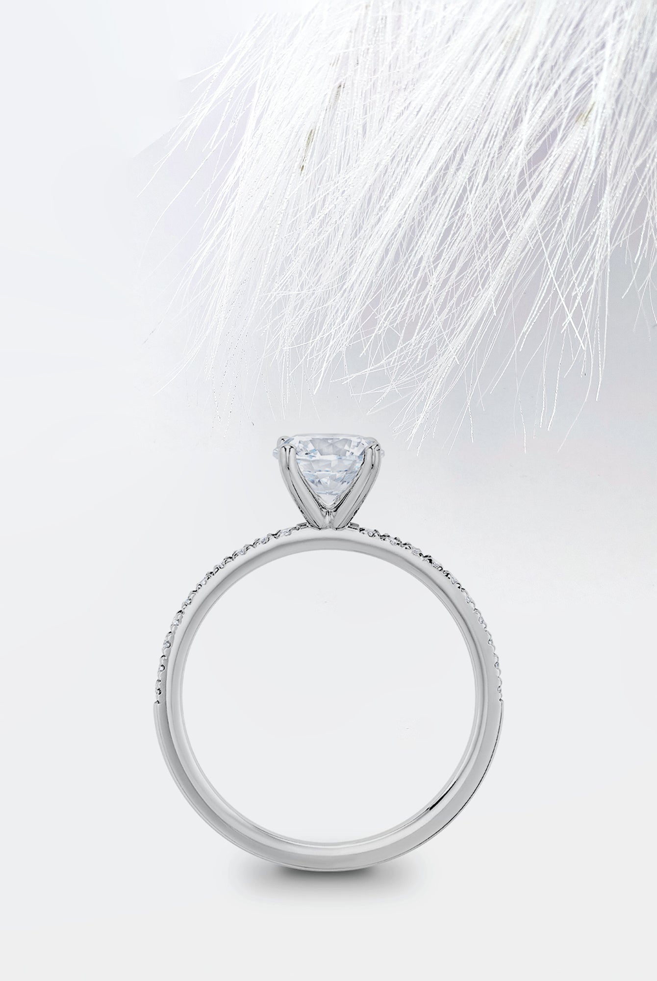 Radiant Diamond Cathedral Set Moissanite Engagement Ring For Women