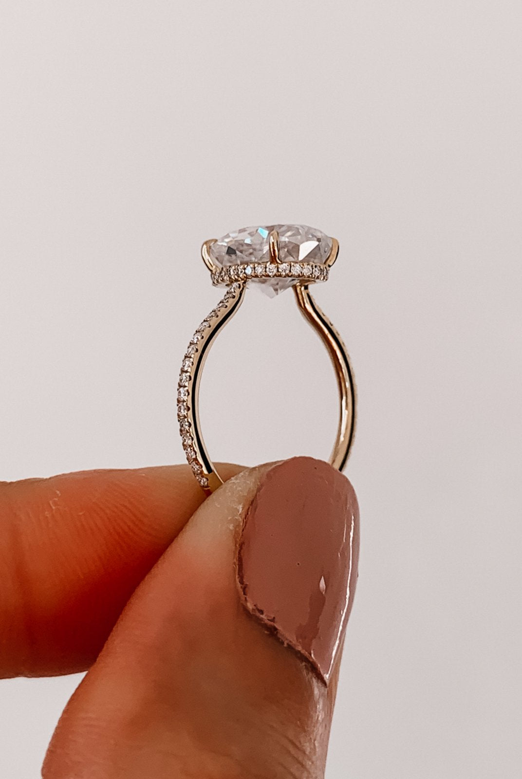 2.80CT Oval Pave Moissanite Diamond Hidden Halo Open Engagement Ring