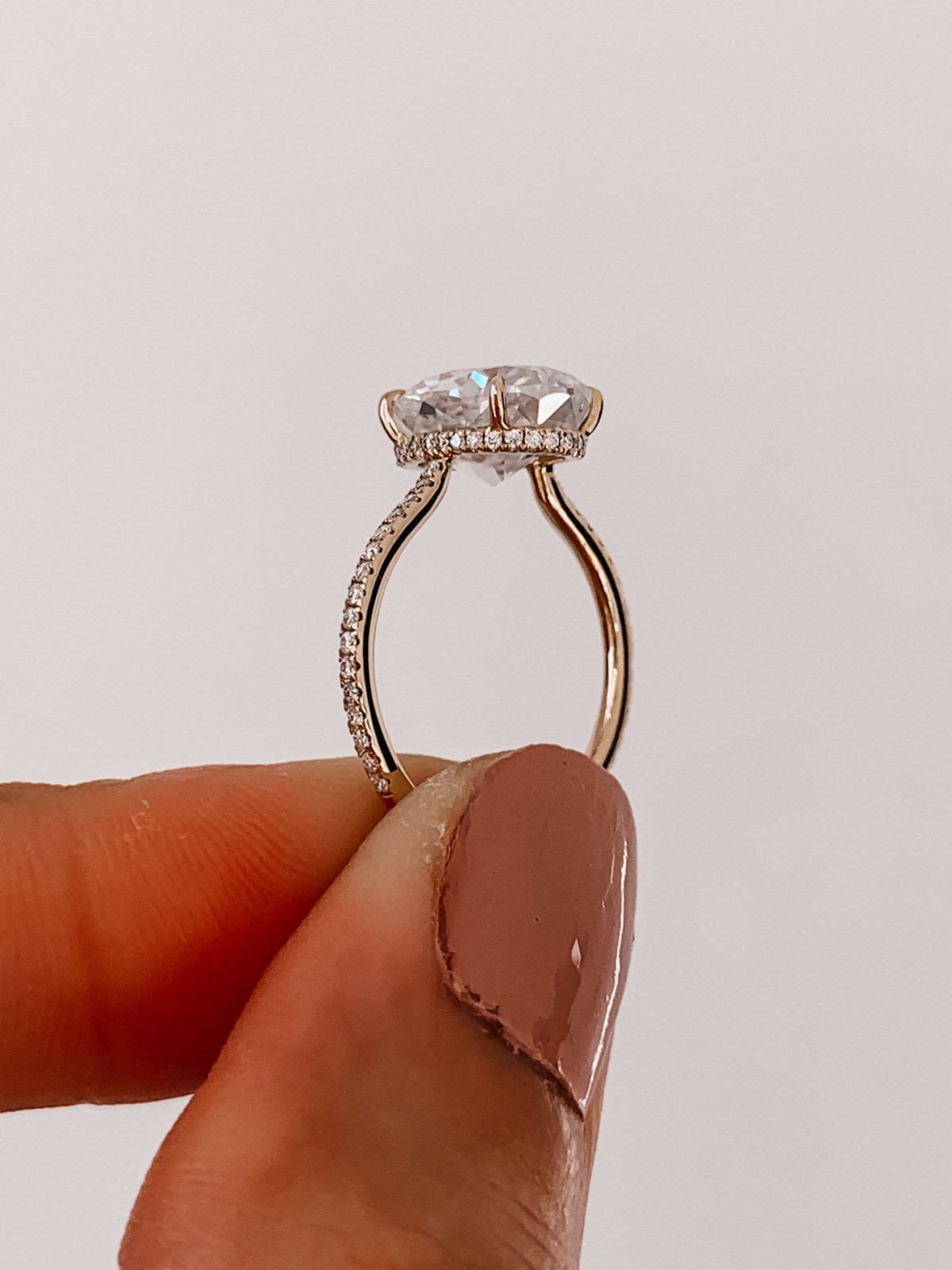 2.80CT Oval Pave Moissanite Diamond Hidden Halo Open Engagement Ring