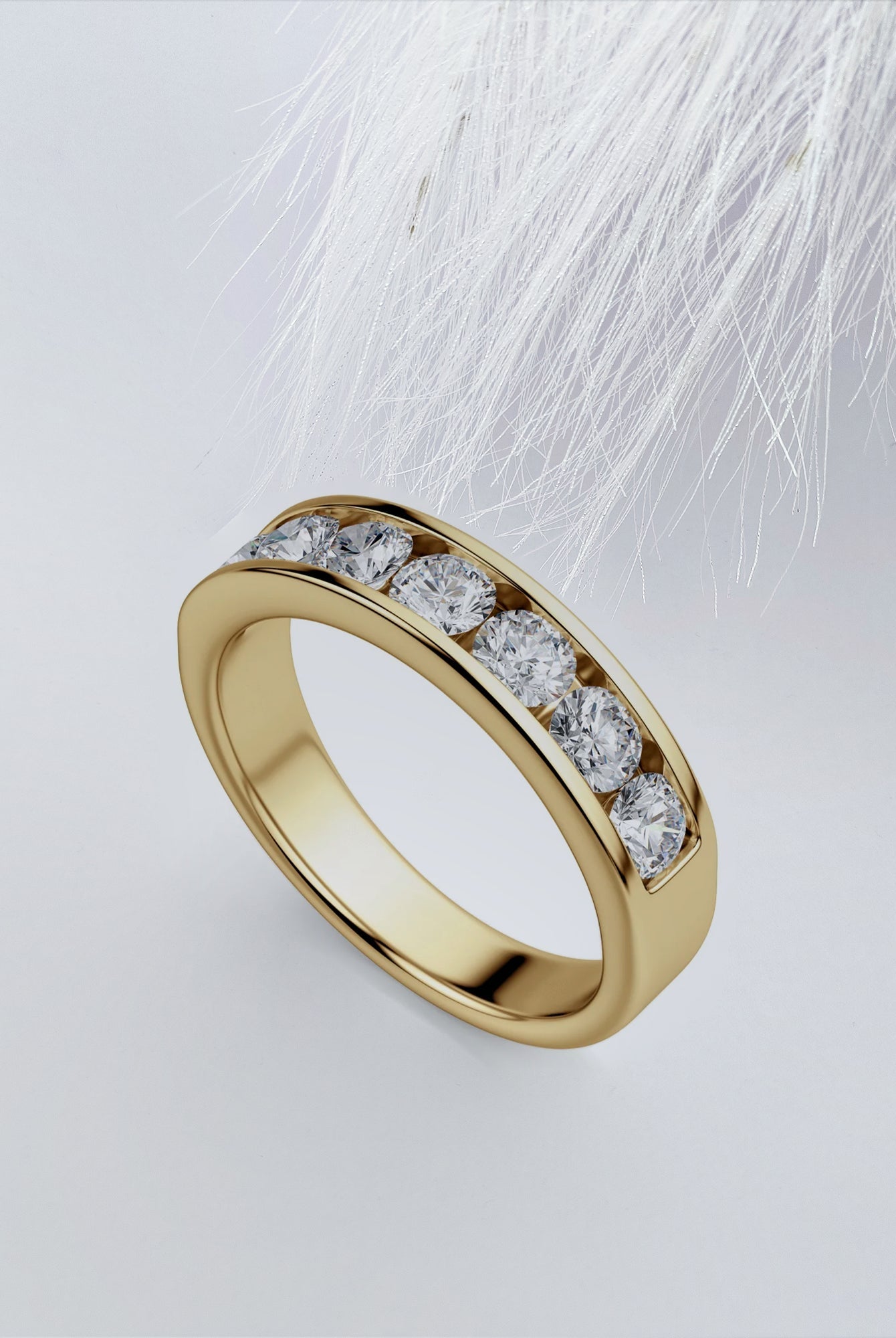 Round Cut Moissanite Seven Stone Diamond Wedding Band