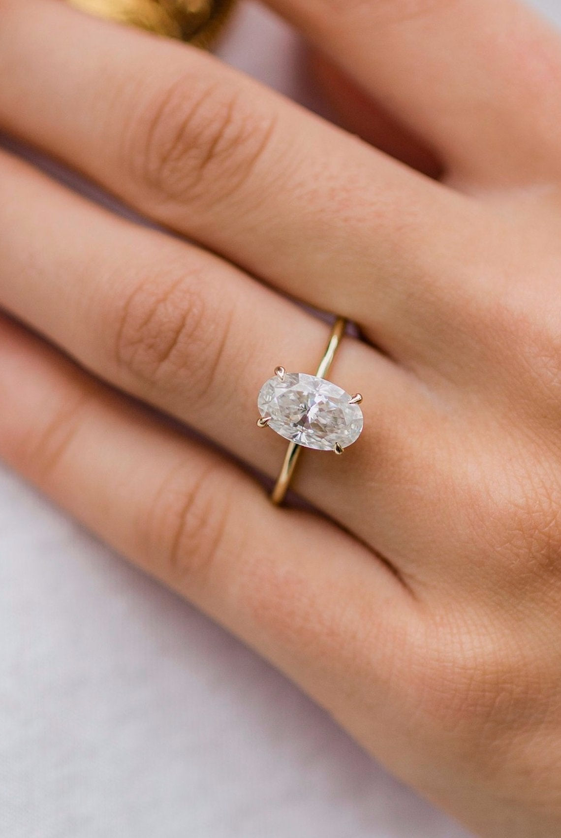 2.80CT Oval Cut Four Prong Moissanite Solitaire Engagement Ring