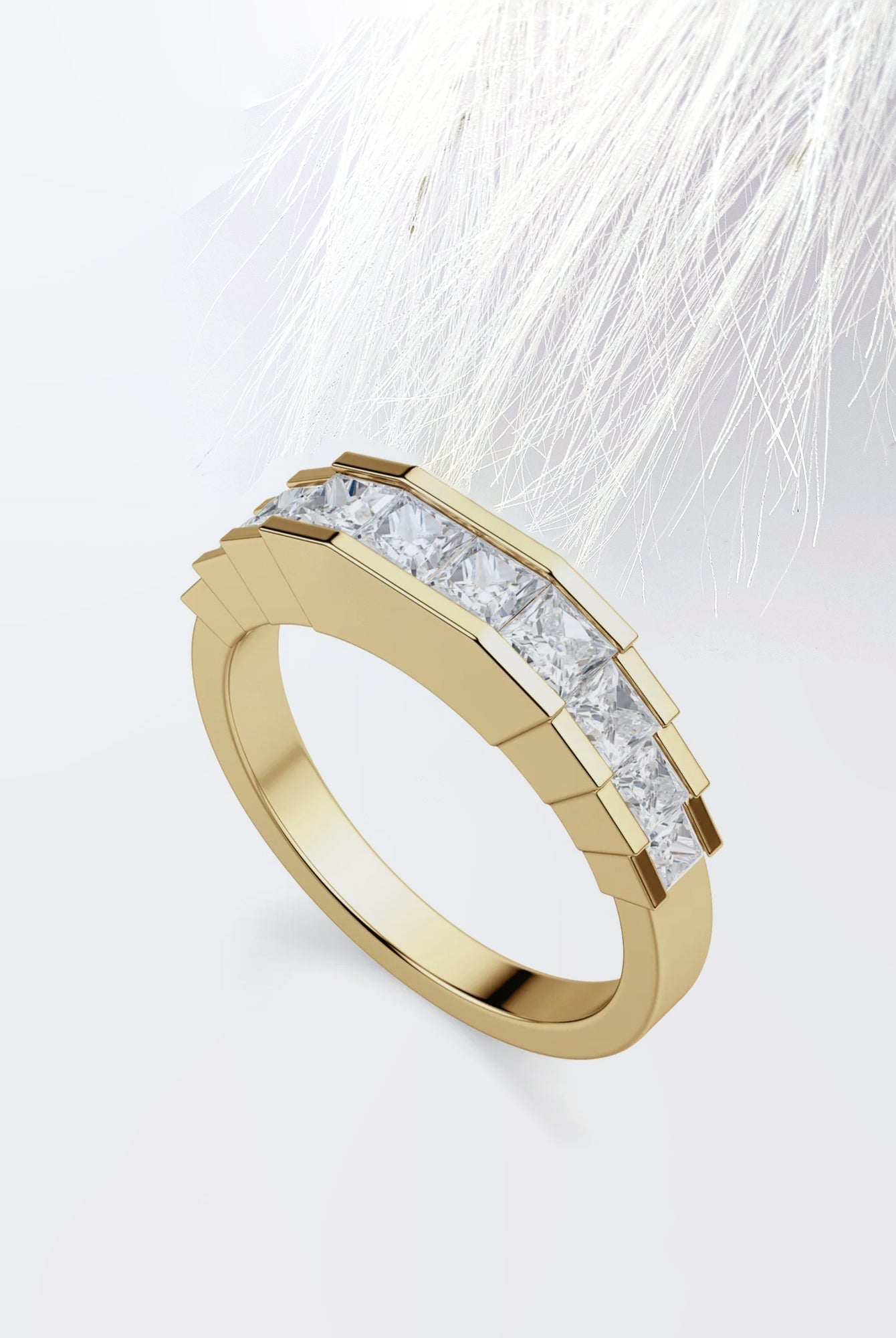Princess Cut Moissanite Channel Set Diamond Wedding Band