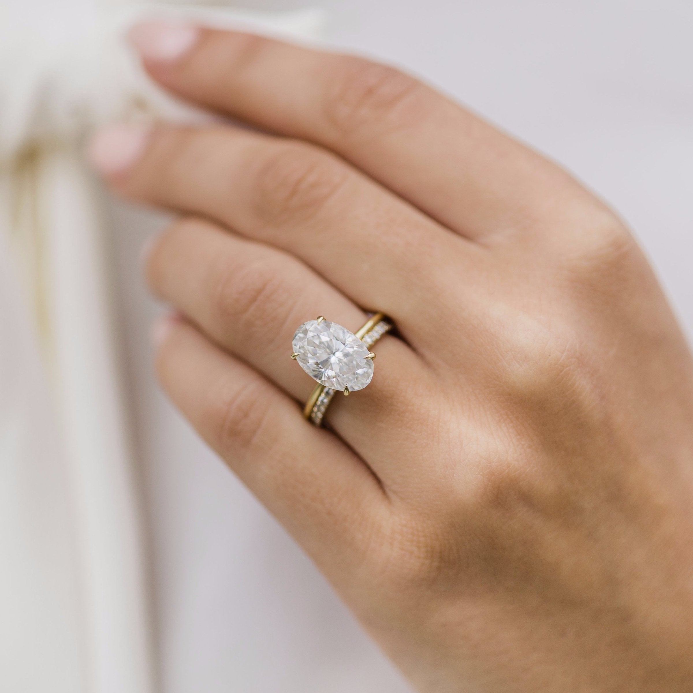 6.70CT Oval Cut 4 Prong Moissanite Solitaire Engagement Ring