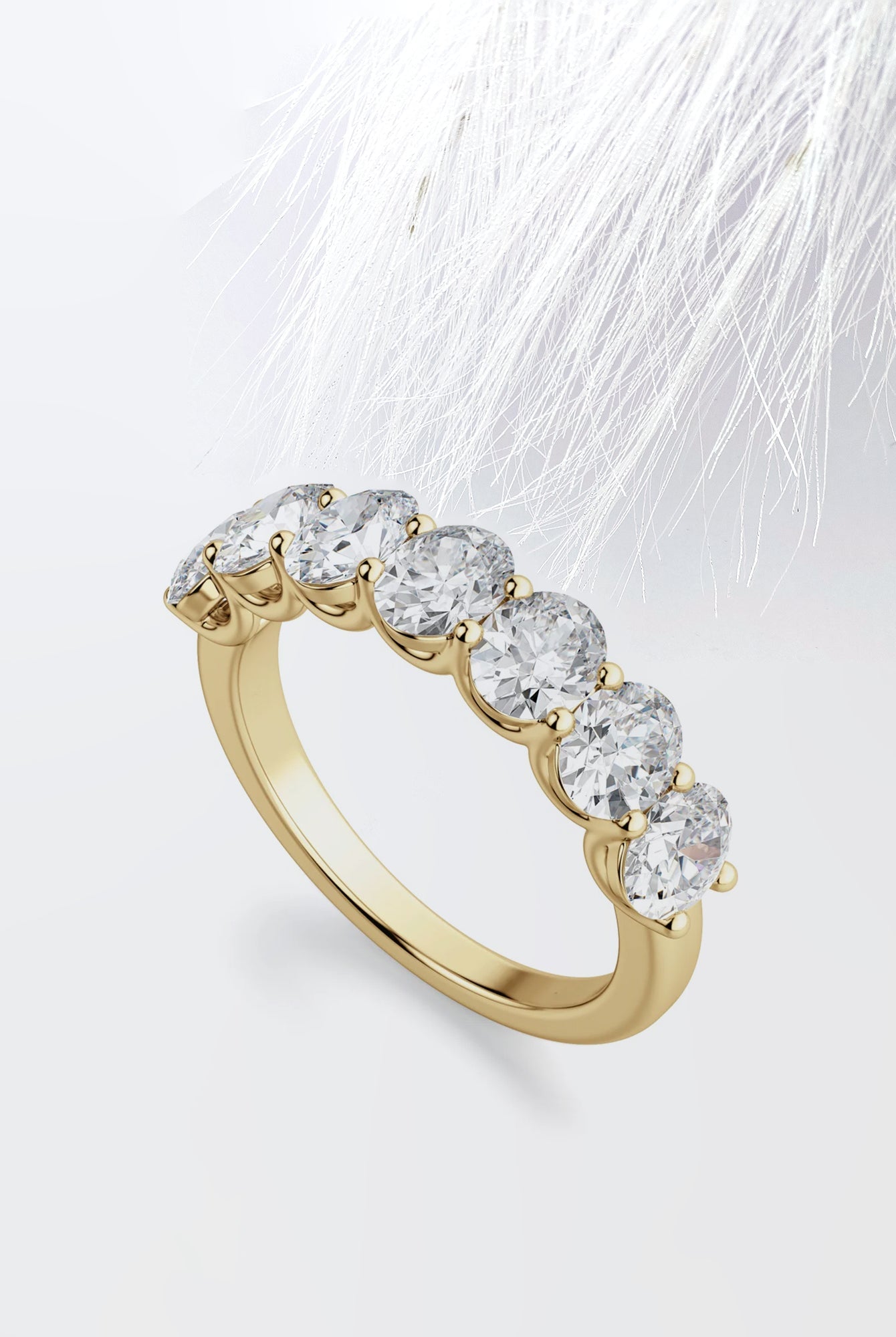 Oval Cut Moissanite Seven Stone Diamond Wedding Band