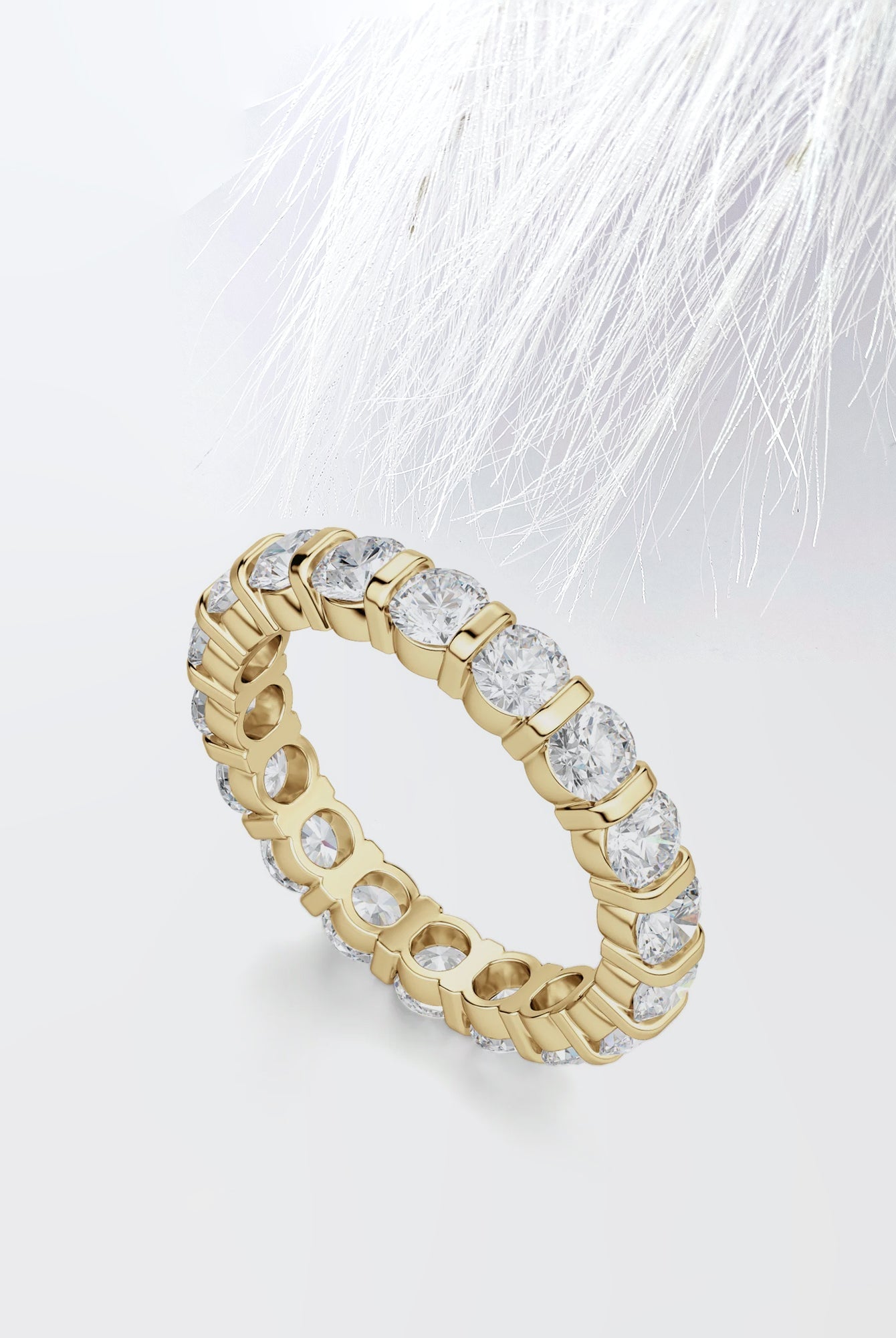 Round Cut Moissanite Bar Set Diamond Wedding Band for Her