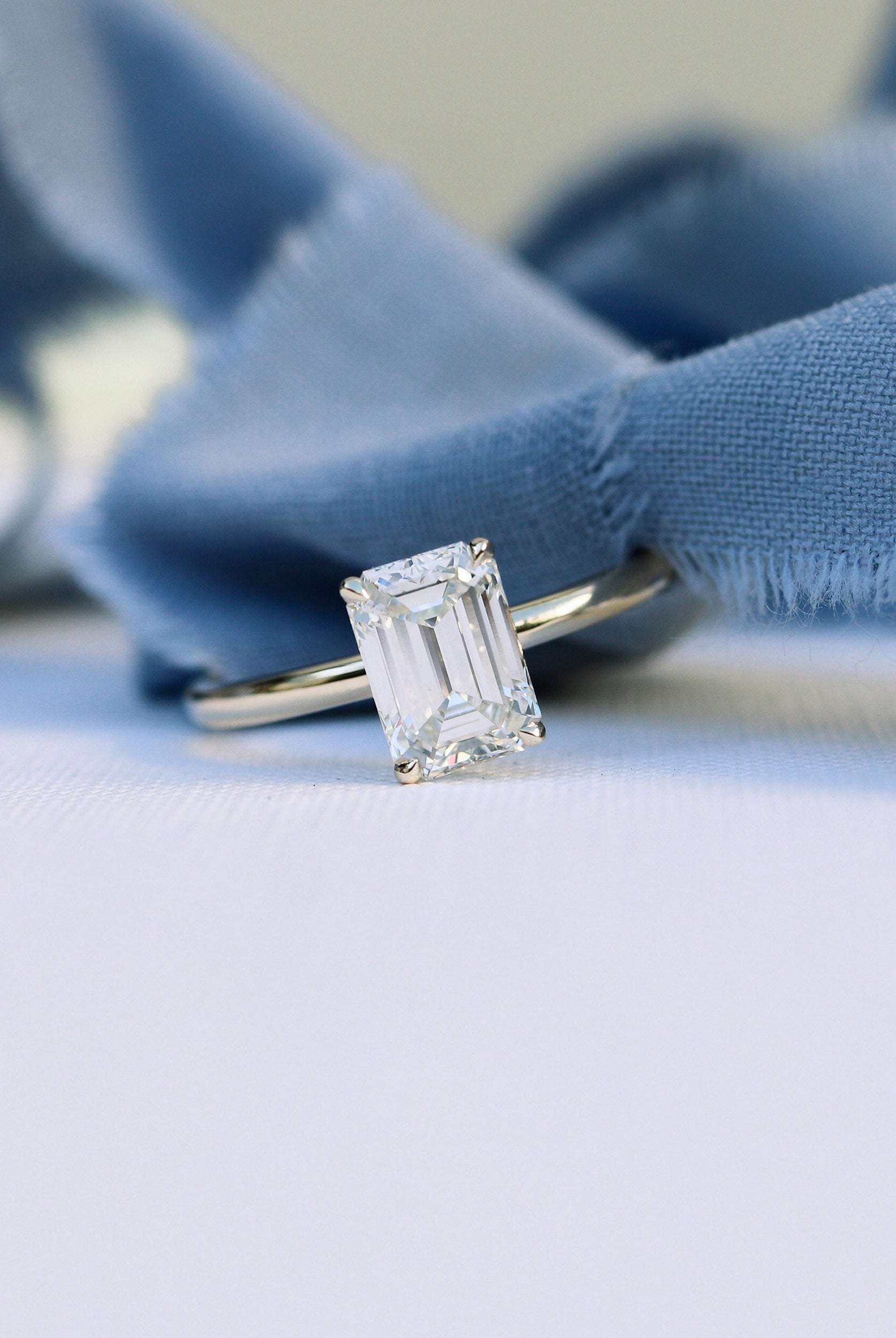 2.75ct Emerald Cut Moissanite Diamond Solitaire Engagement Ring For Her