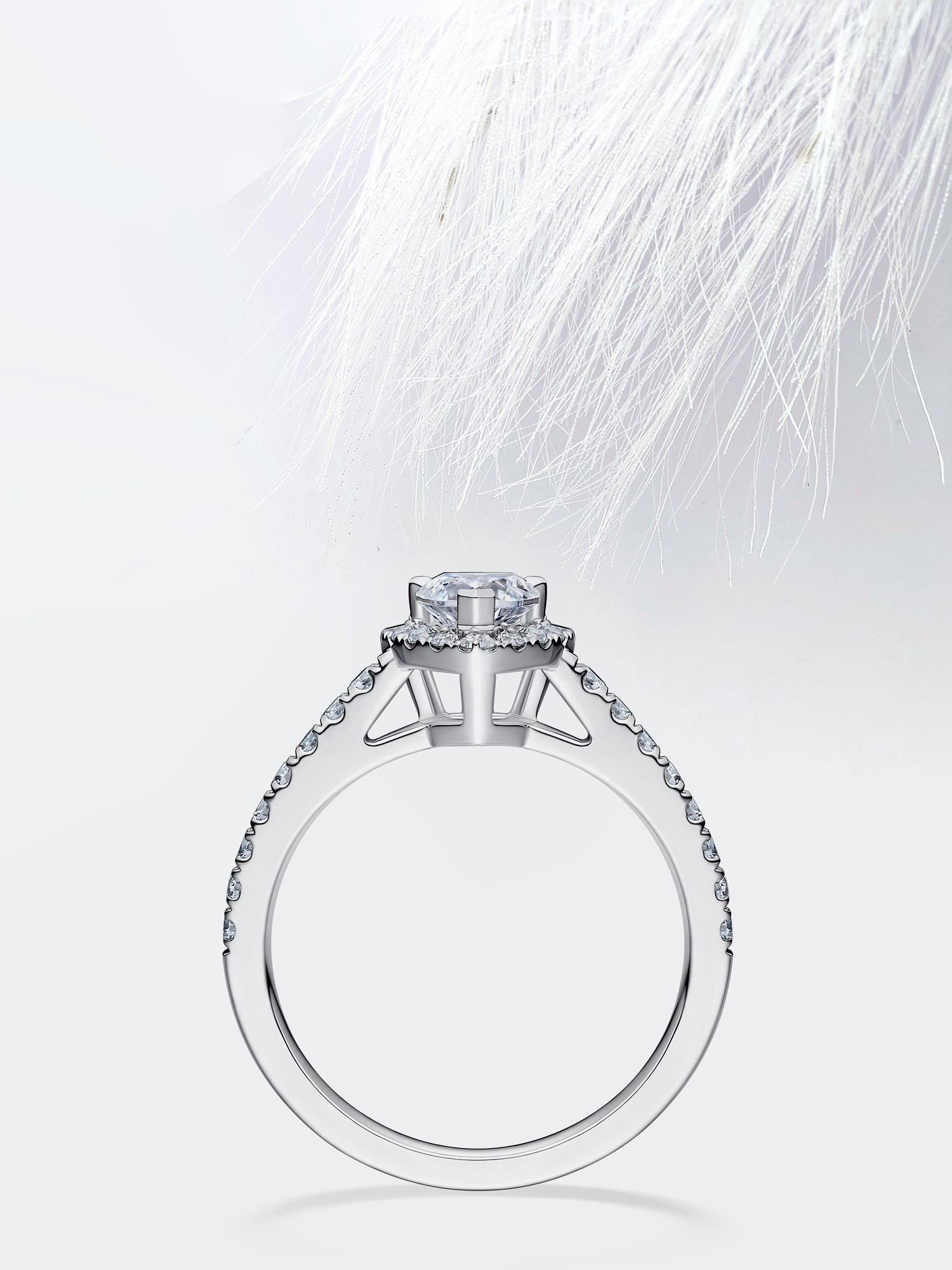 Heart Diamond Halo Moissanite Engagement Ring For Women