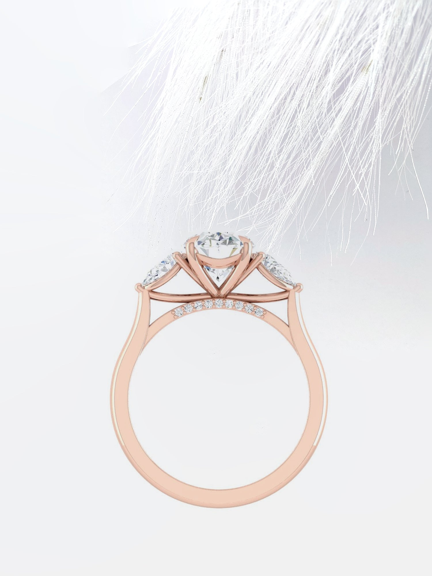 Three Stone Diamond Oval Cut Moissanite Engagement Ring For Her