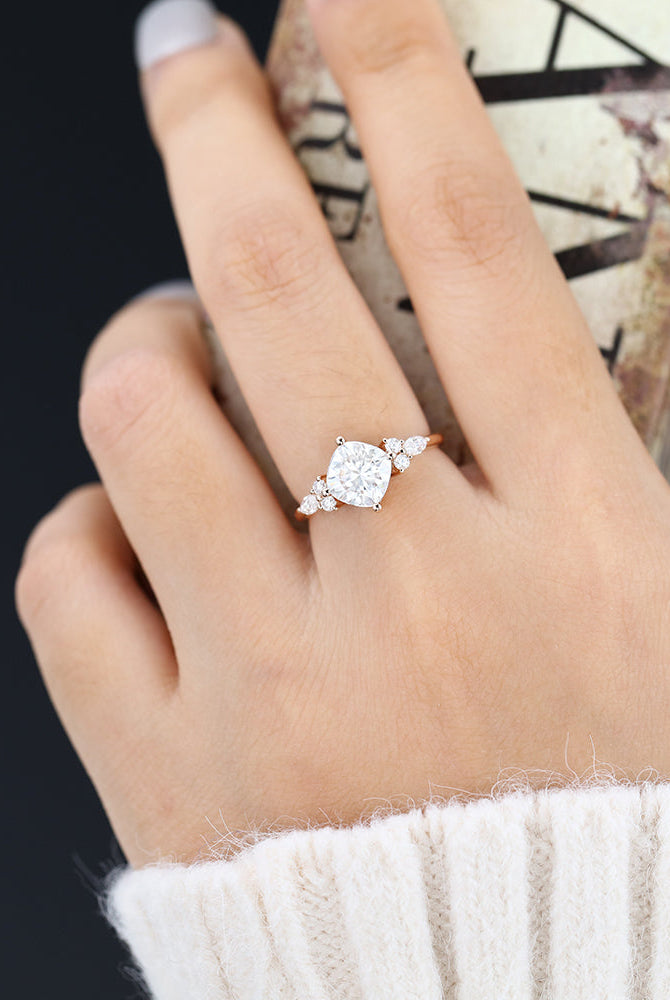 cushion-shaped-moissanite-cluster-engagement-ring