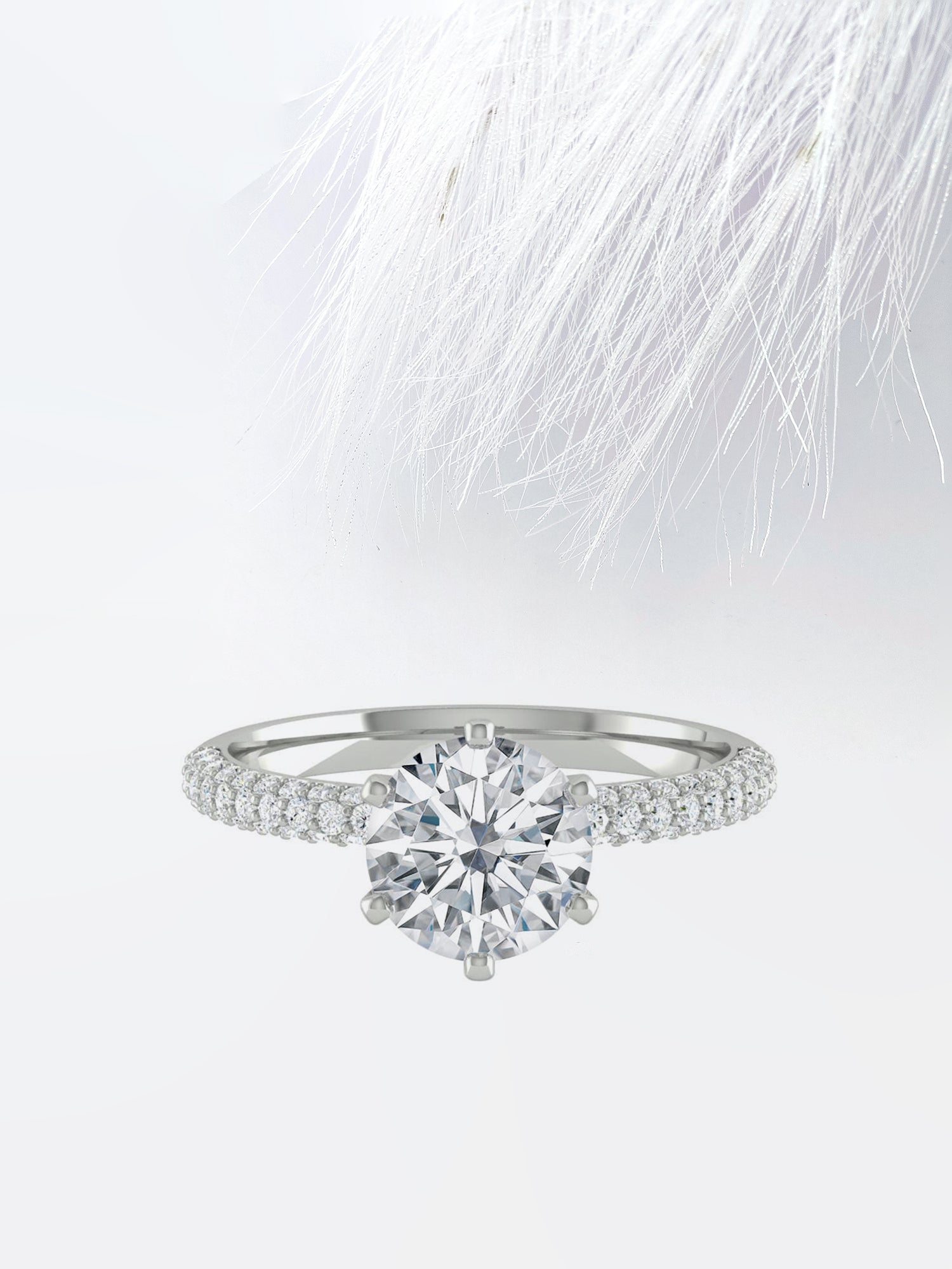 Round Cut Moissanite Pave Diamond Engagement Ring For Women