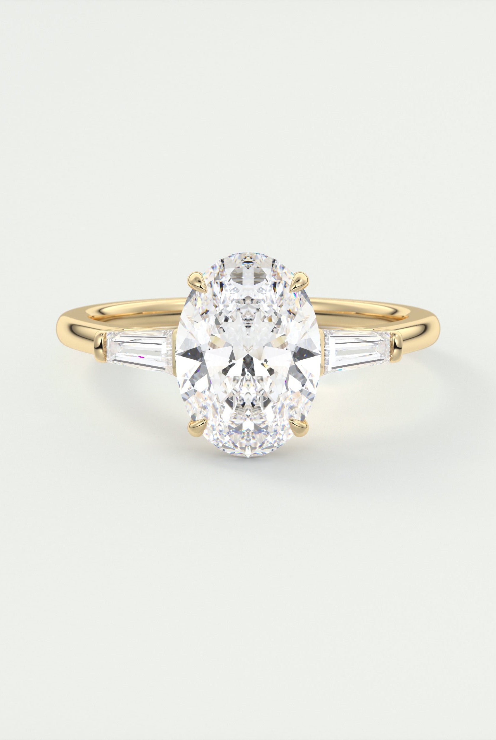 2CT Oval Three Stone Moissanite Diamond Engagement Ring With Solitaire Setting