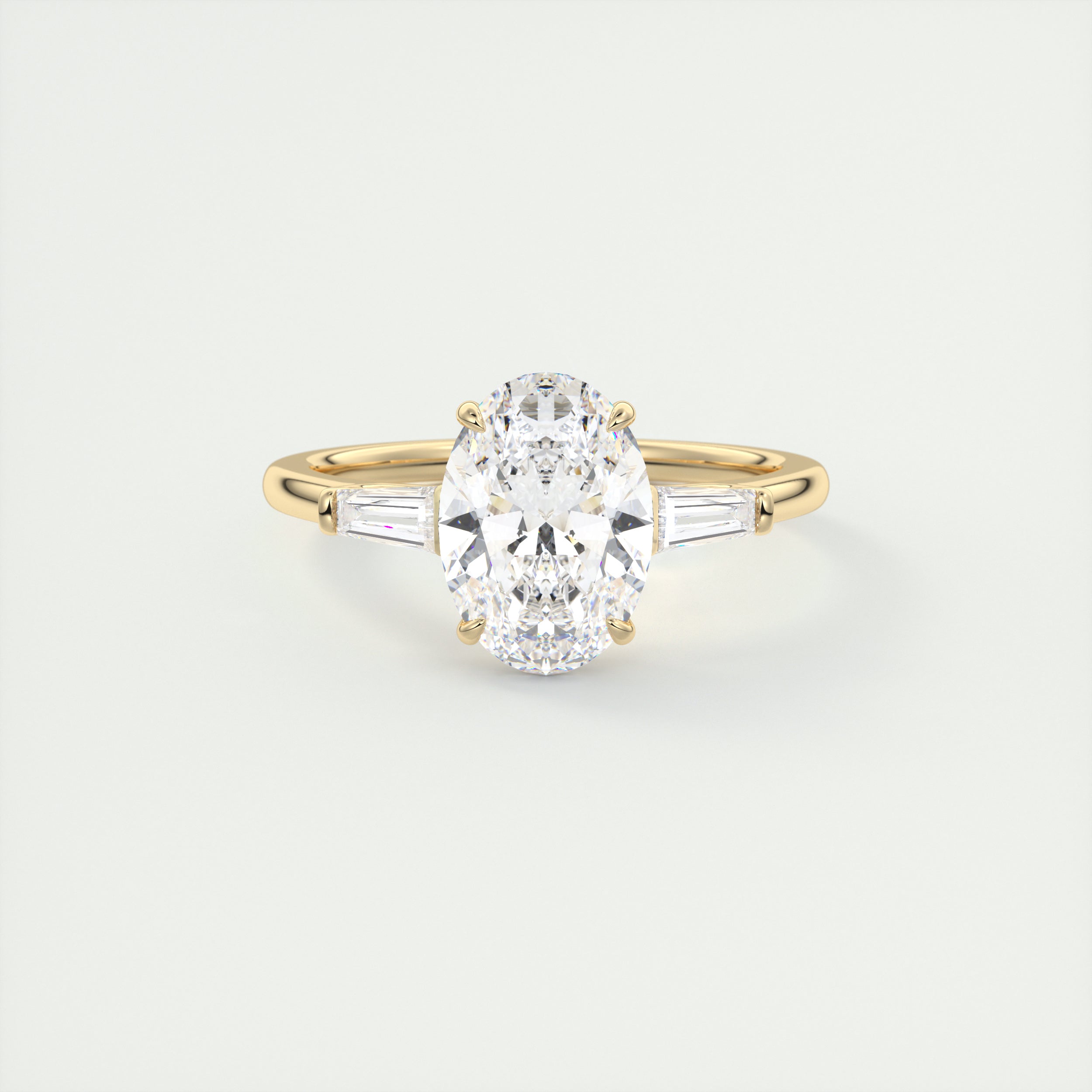 2CT Oval Three Stone Moissanite Diamond Engagement Ring With Solitaire Setting