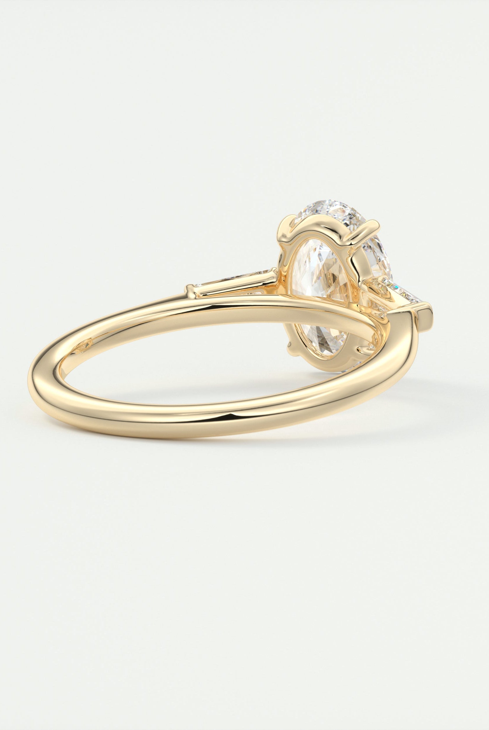 2CT Oval Three Stone Moissanite Diamond Engagement Ring With Solitaire Setting