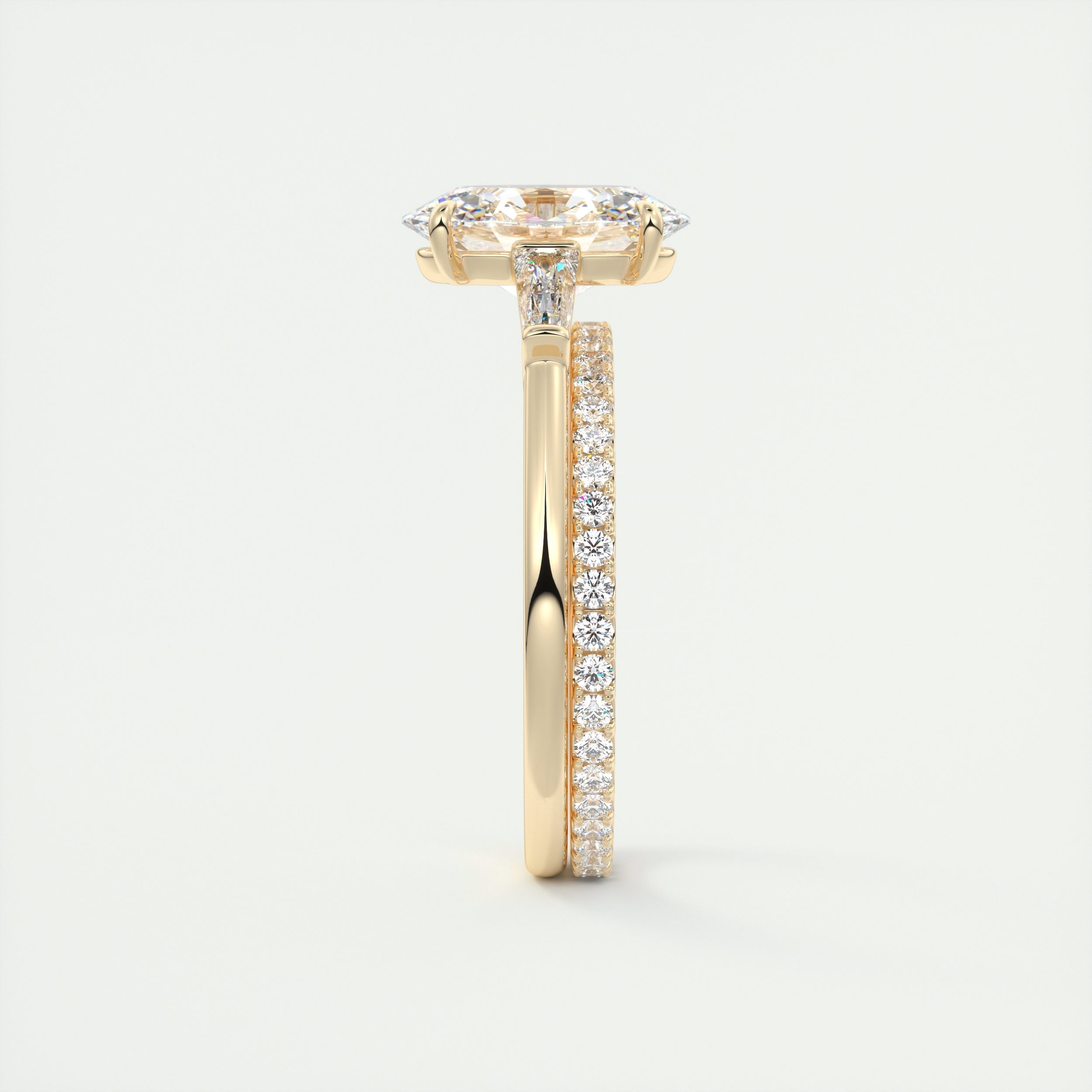 2CT Oval Three Stone Moissanite Diamond Engagement Ring With Solitaire Setting