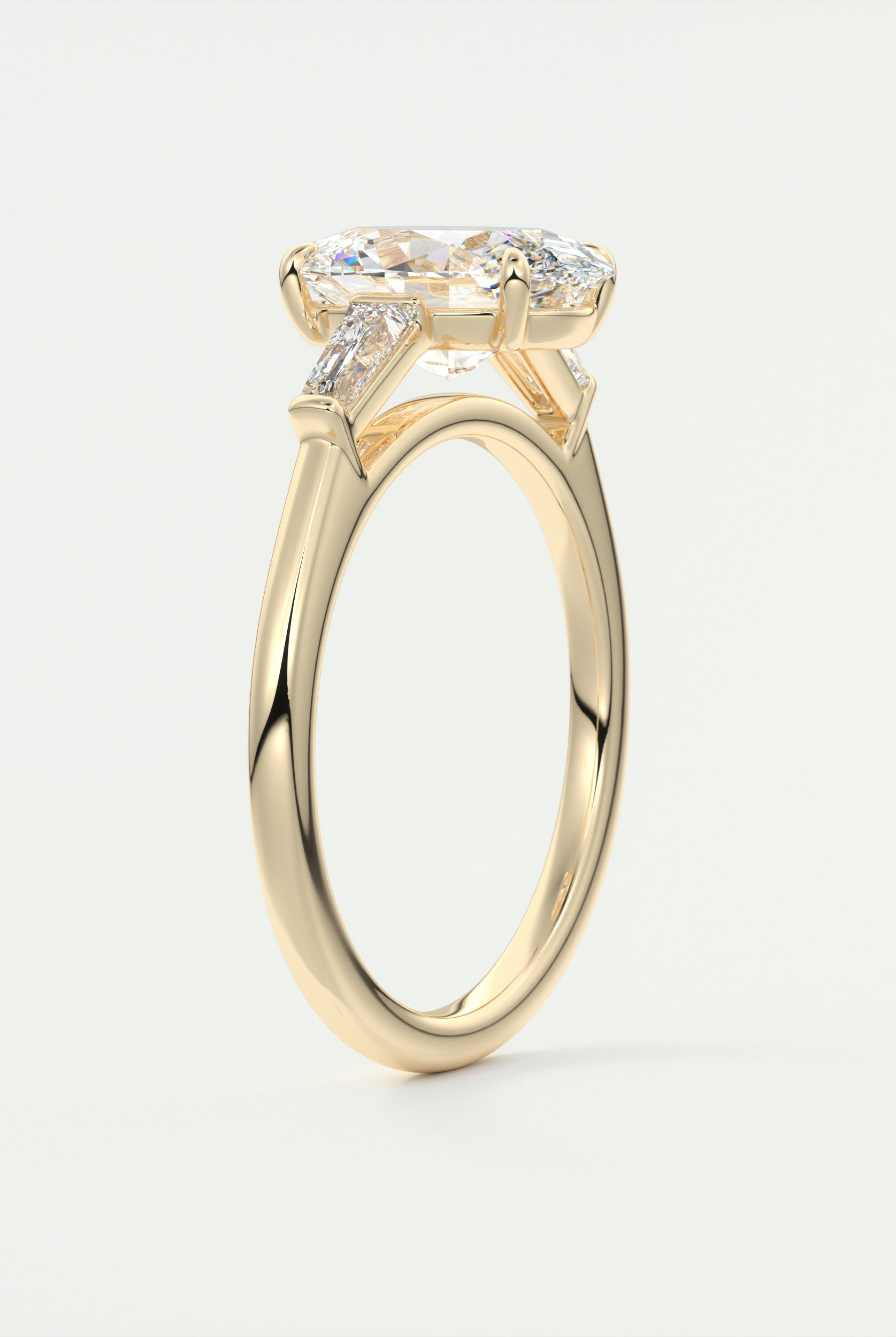 2CT Oval Three Stone Moissanite Diamond Engagement Ring With Solitaire Setting