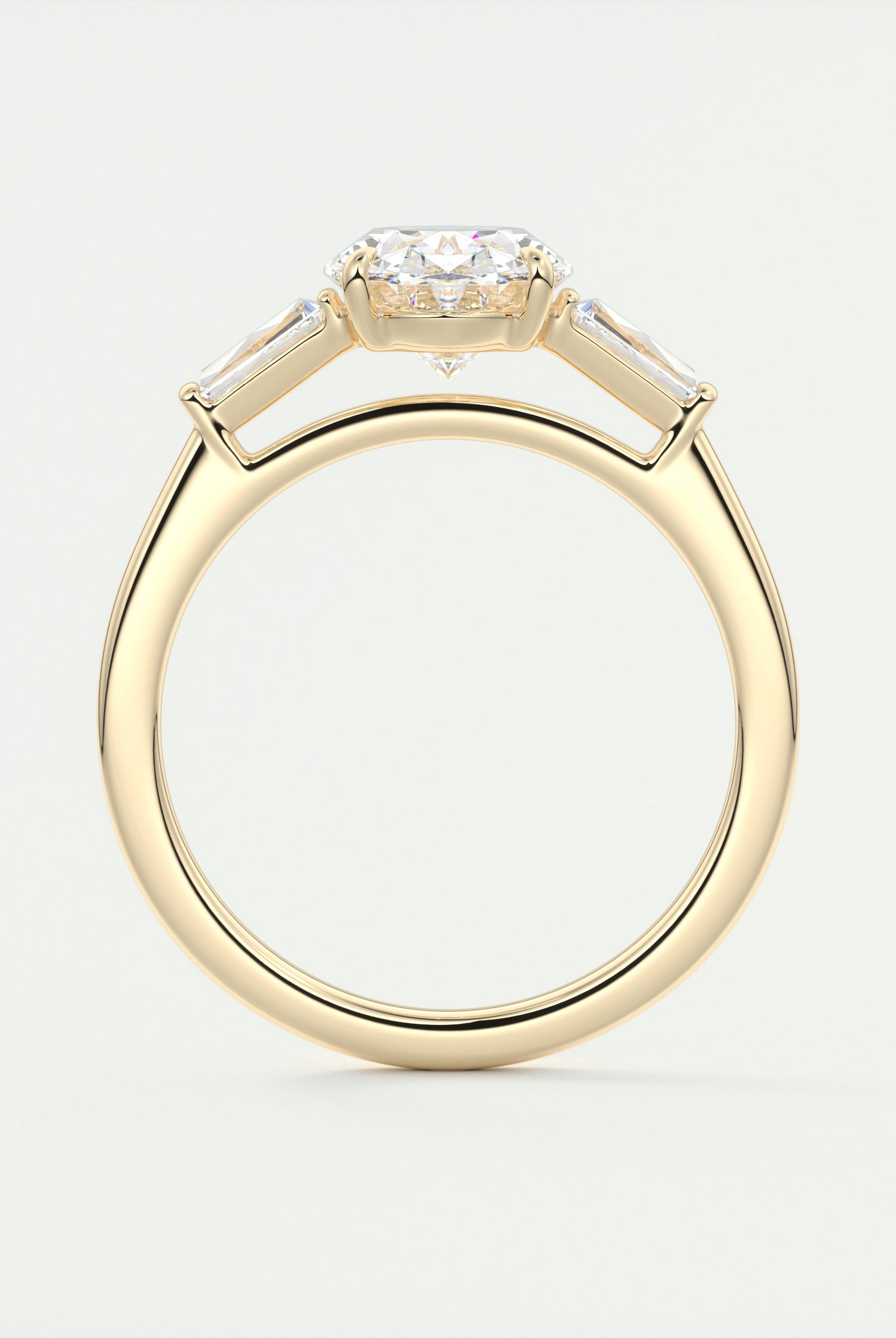 2CT Oval Three Stone Moissanite Diamond Engagement Ring With Solitaire Setting