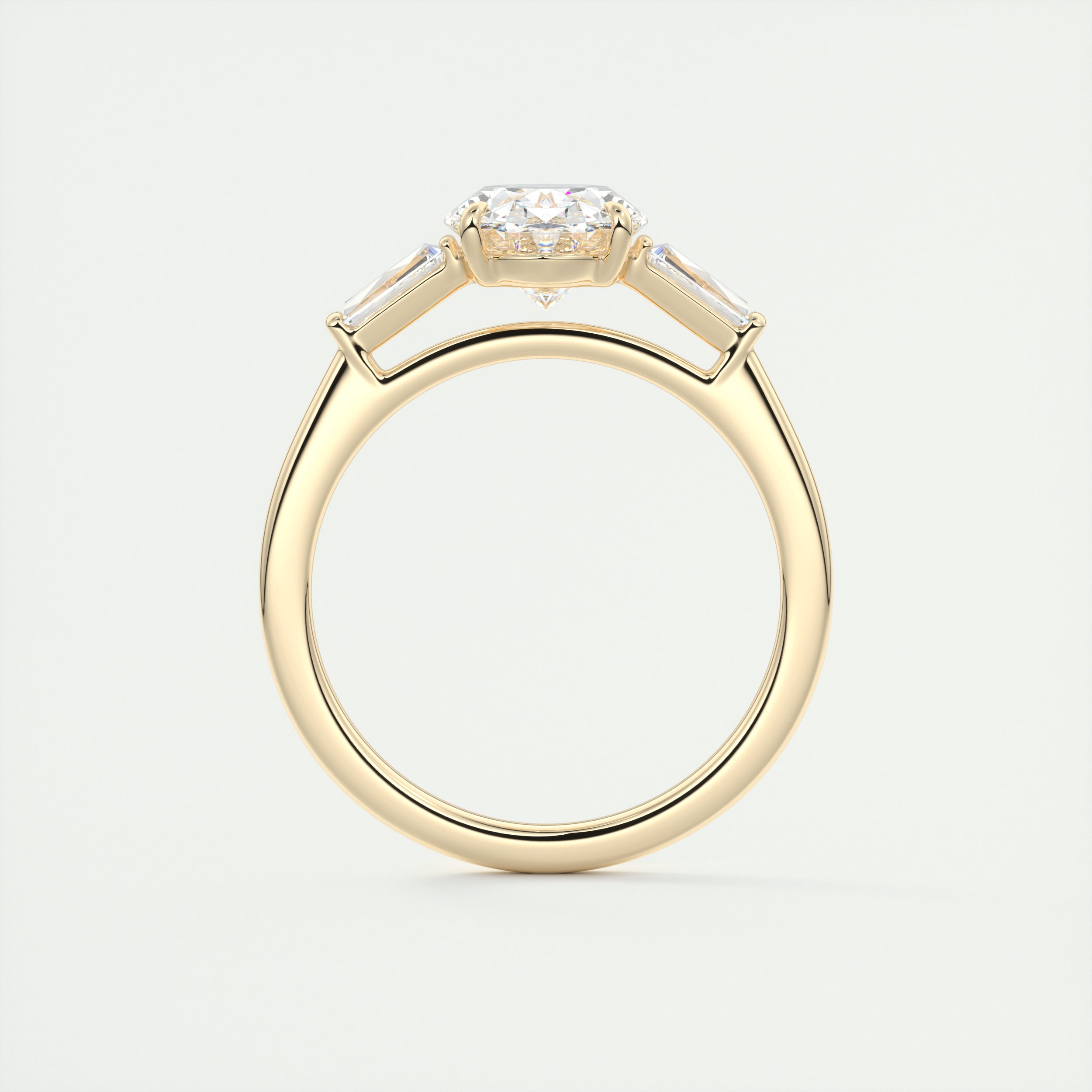 2CT Oval Three Stone Moissanite Diamond Engagement Ring With Solitaire Setting