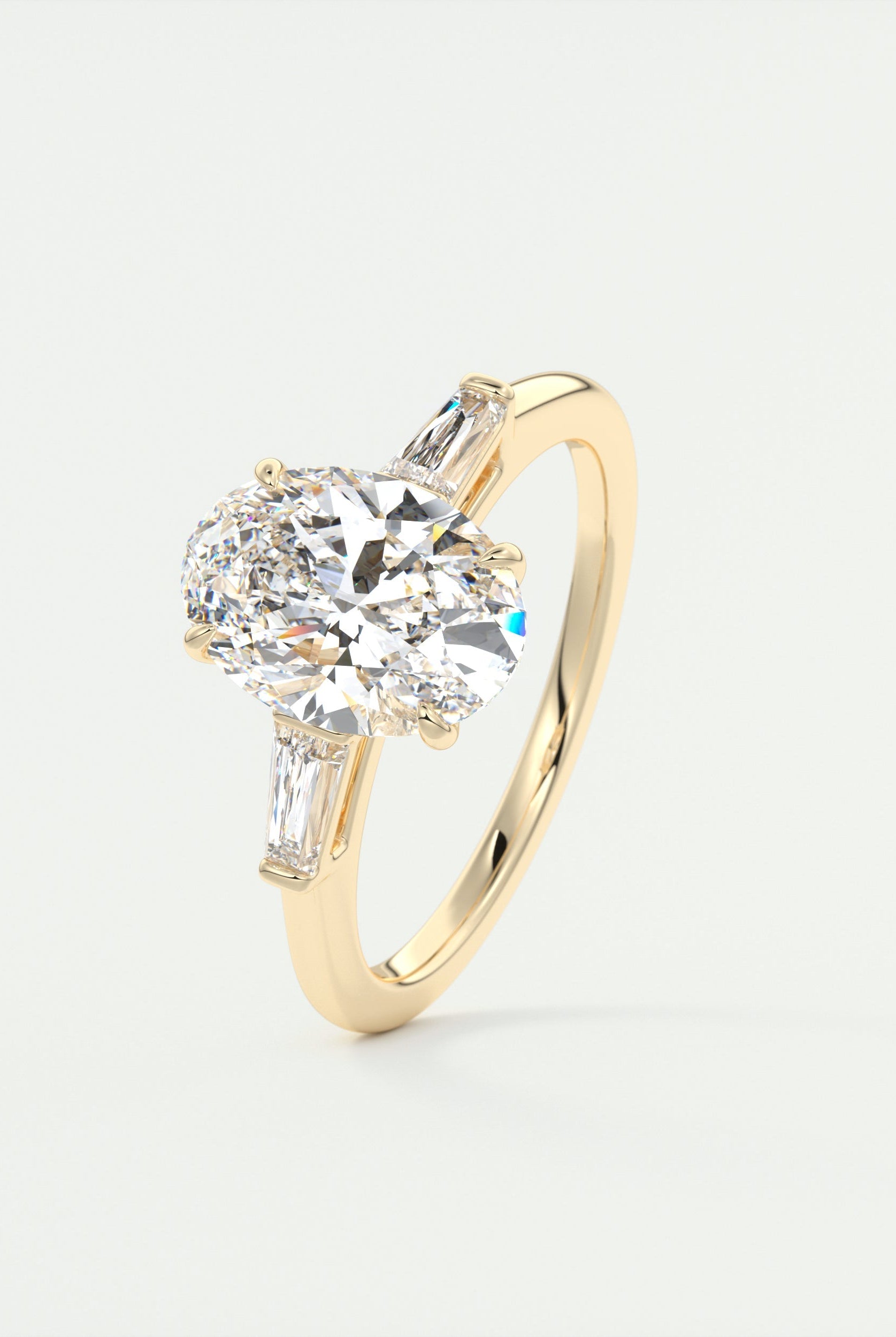 2CT Oval Three Stone Moissanite Diamond Engagement Ring With Solitaire Setting