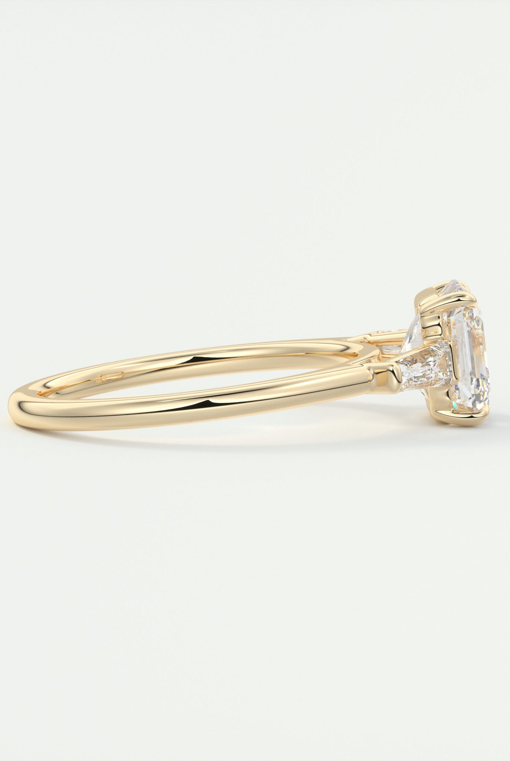 2CT Three Stone Asscher Moissanite Diamond Solitaire Engagement Ring