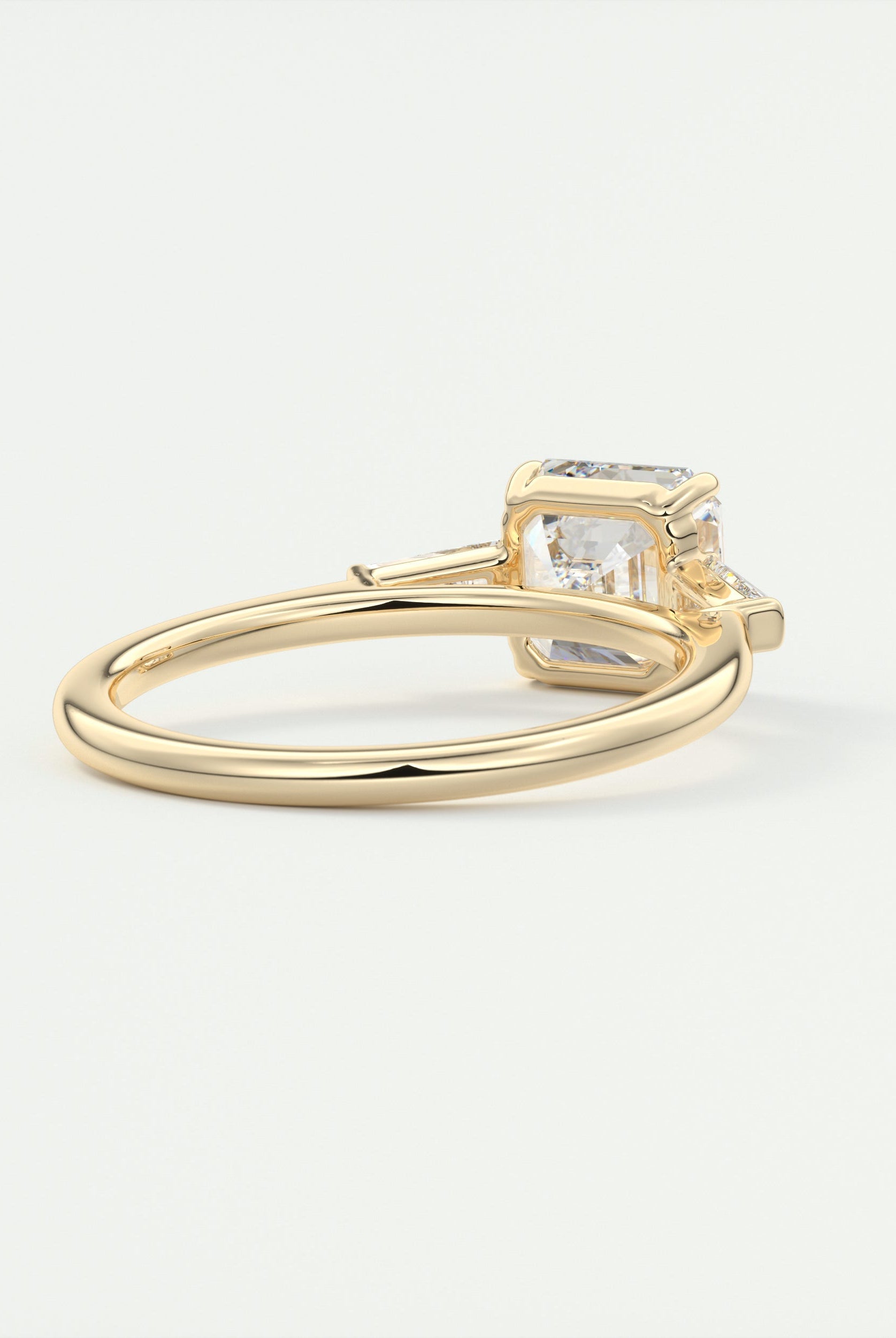 2CT Three Stone Asscher Moissanite Diamond Solitaire Engagement Ring
