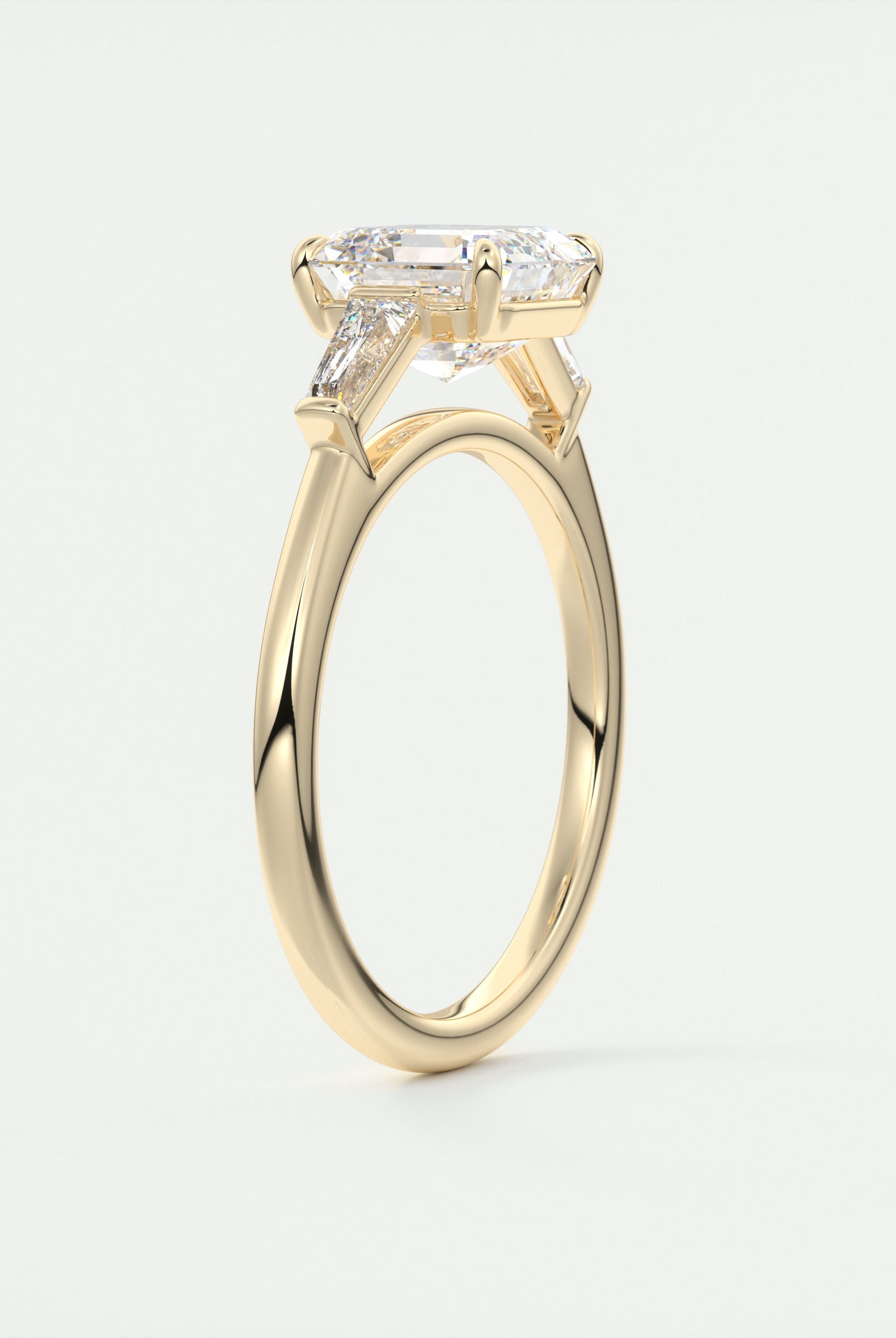 2CT Three Stone Asscher Moissanite Diamond Solitaire Engagement Ring